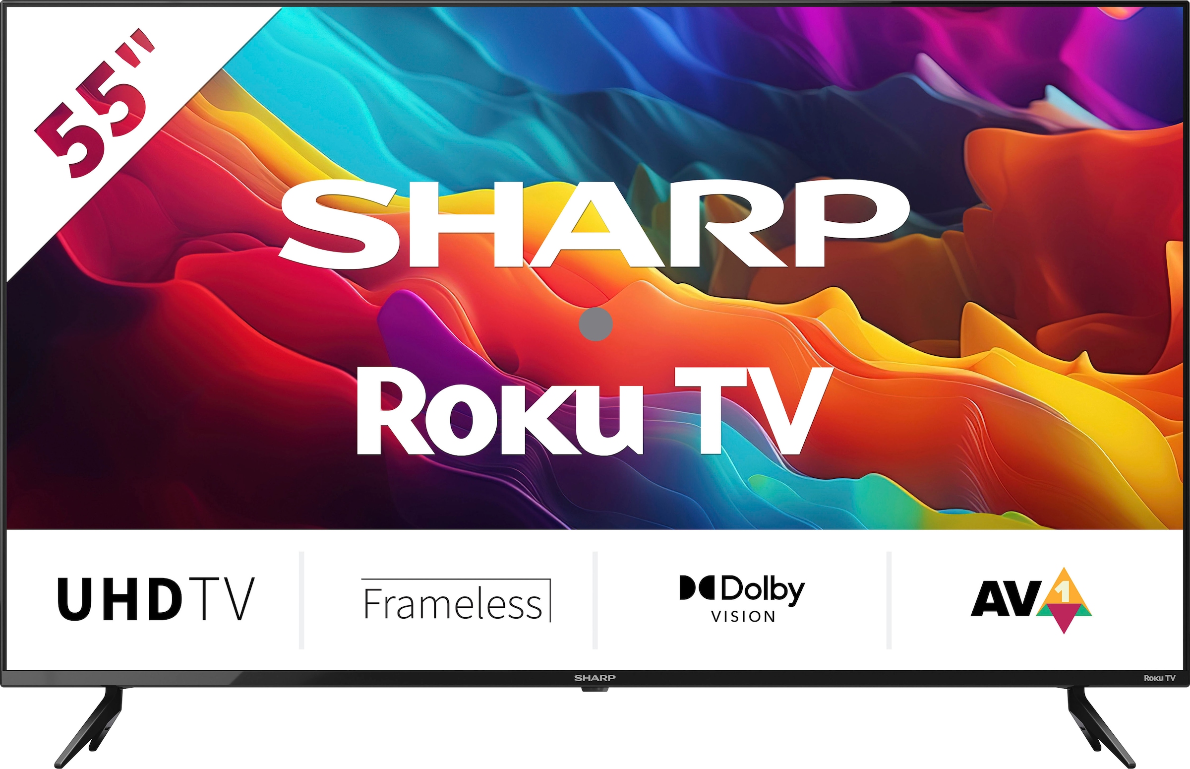 Sharp LED-Fernseher »4T-C55FJx«, 139 cm/55 Zoll, 4K Ultra HD, Smart-TV, Roku TV nur in Deutschland verfügbar, Rahmenlos, HDR10, Dolby Digital