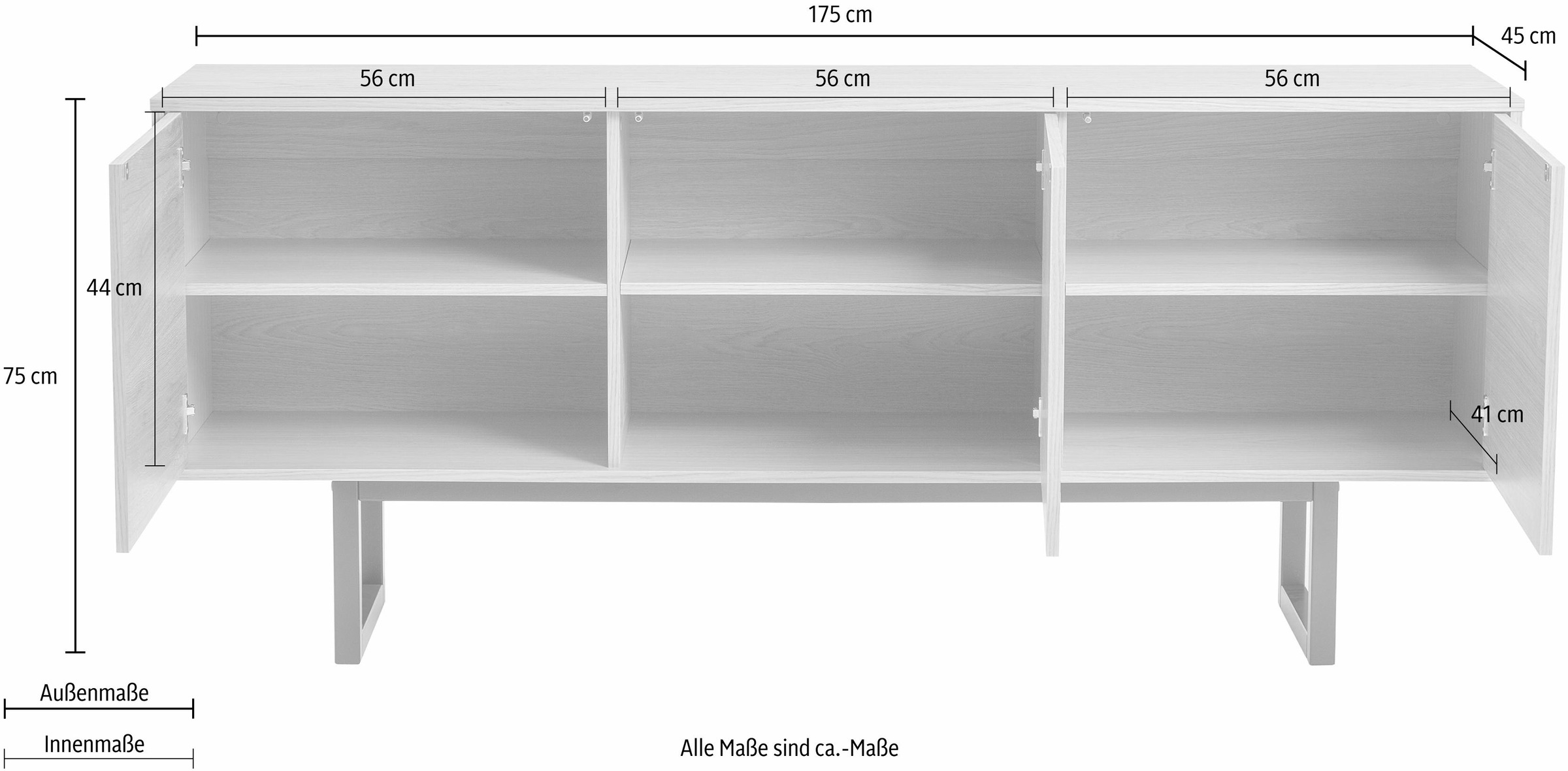 Woodman Sideboard »Noella«, Kommode im schlichten skandinavischen Design, Breite 175 cm, FSC®