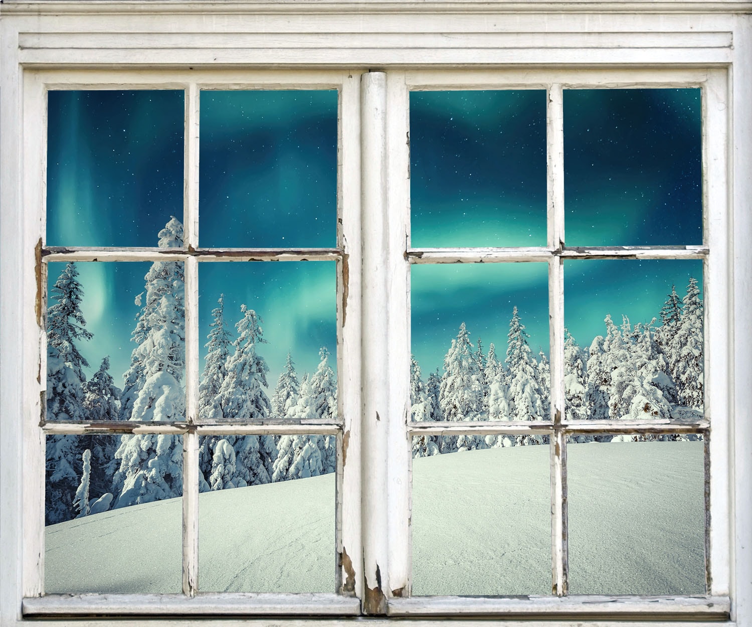 queence 3D-Wandtattoo »Winterwunderland im Schnee«, (1 St.), selbstklebender Wandsticker Weihnachten