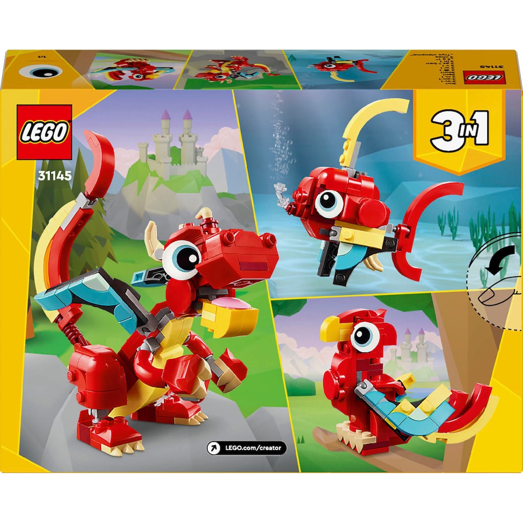 LEGO® Konstruktionsspielsteine »Roter Drache (31145), LEGO Creator 3in1«, (149 St.)