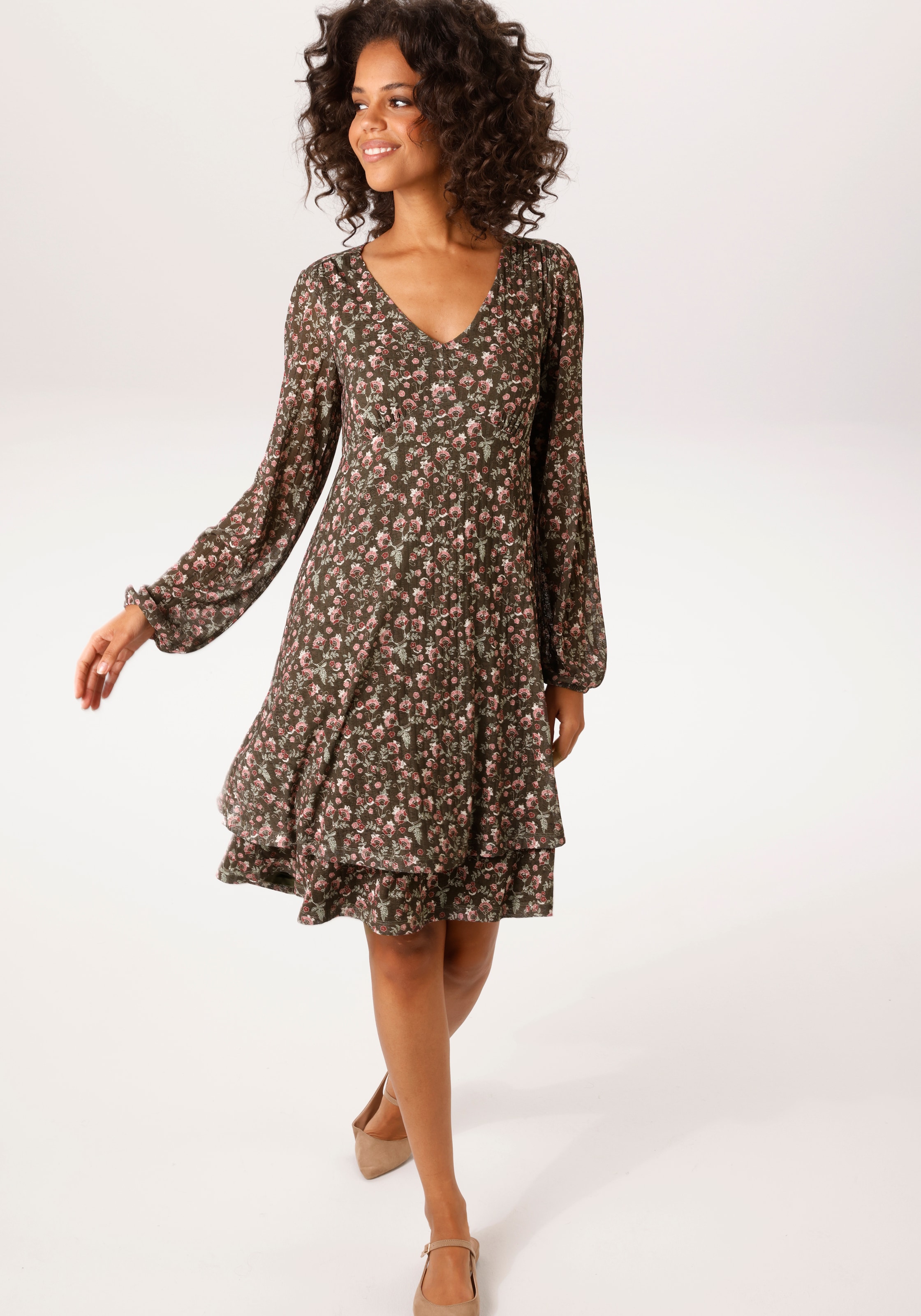 Aniston CASUAL Minikleid mit romantischen Blümchen bedruckt - NEUE KOLLEKTION