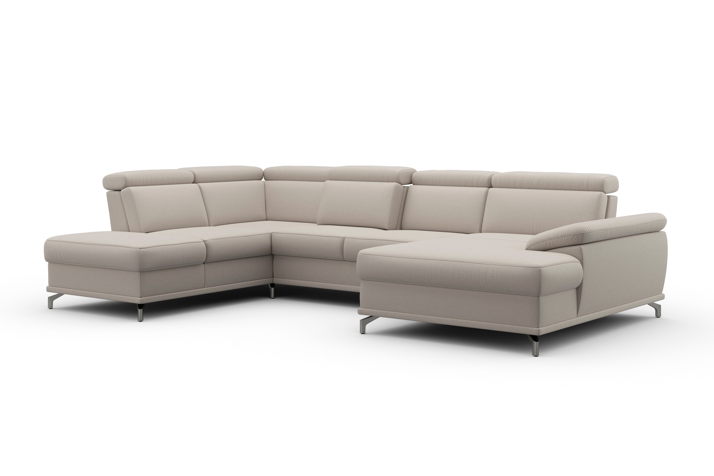 sit&more Wohnlandschaft »Cabrio U-Form, B: 359 cm, mit Sitztiefen-, Arm- & Kopfteilverstellung« 3 Nierenkissen, Federkern, optional Bettfunktion und Stauraum