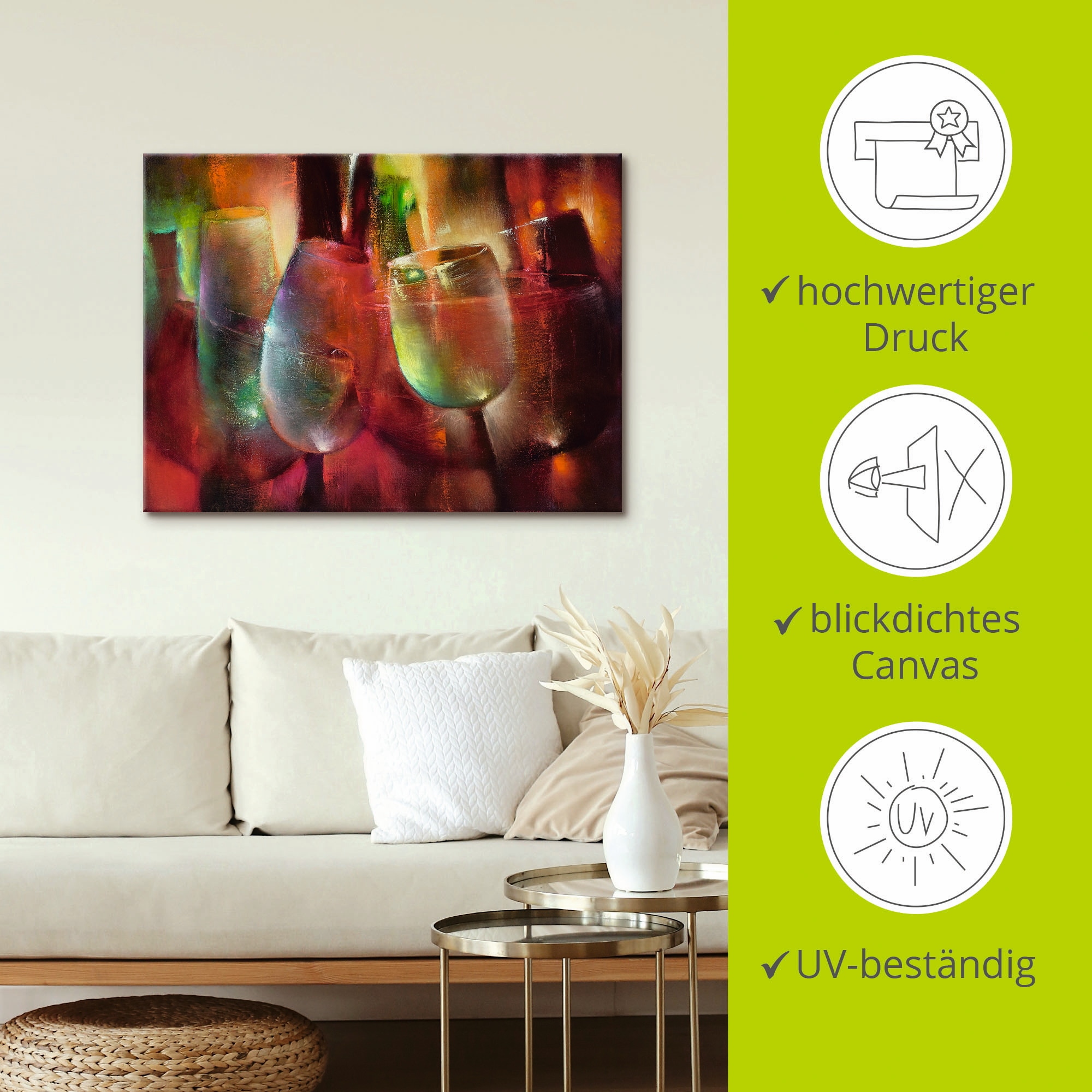 Artland Leinwandbild »Zu später Stunde II« Getränke 1 Stk. tlg. auf Holzrahmen gespannt