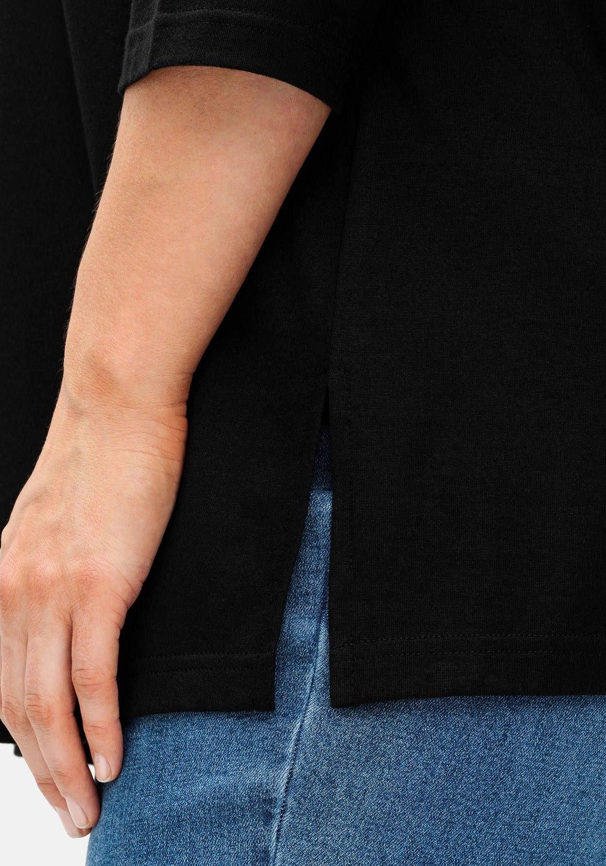 Sheego 3/4-Arm-Shirt »3/4-Arm-Shirt mit dezent glänzender Blende«