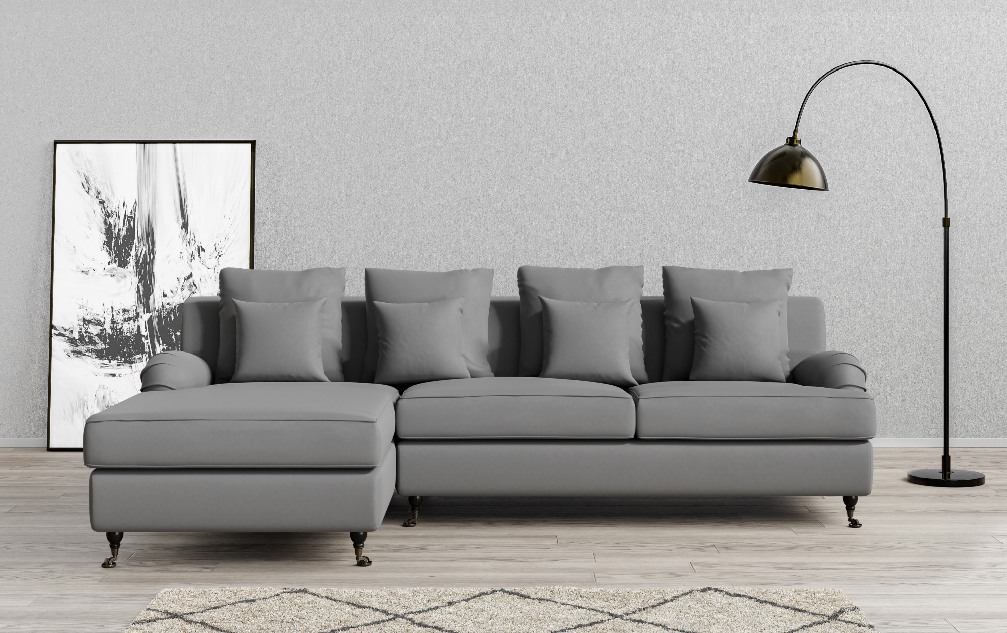 Guido Maria Kretschmer Home&Living Ecksofa »NORIN L-Form«, zwei Fußarten: vorne - Rollen, hinten - Holzfüße