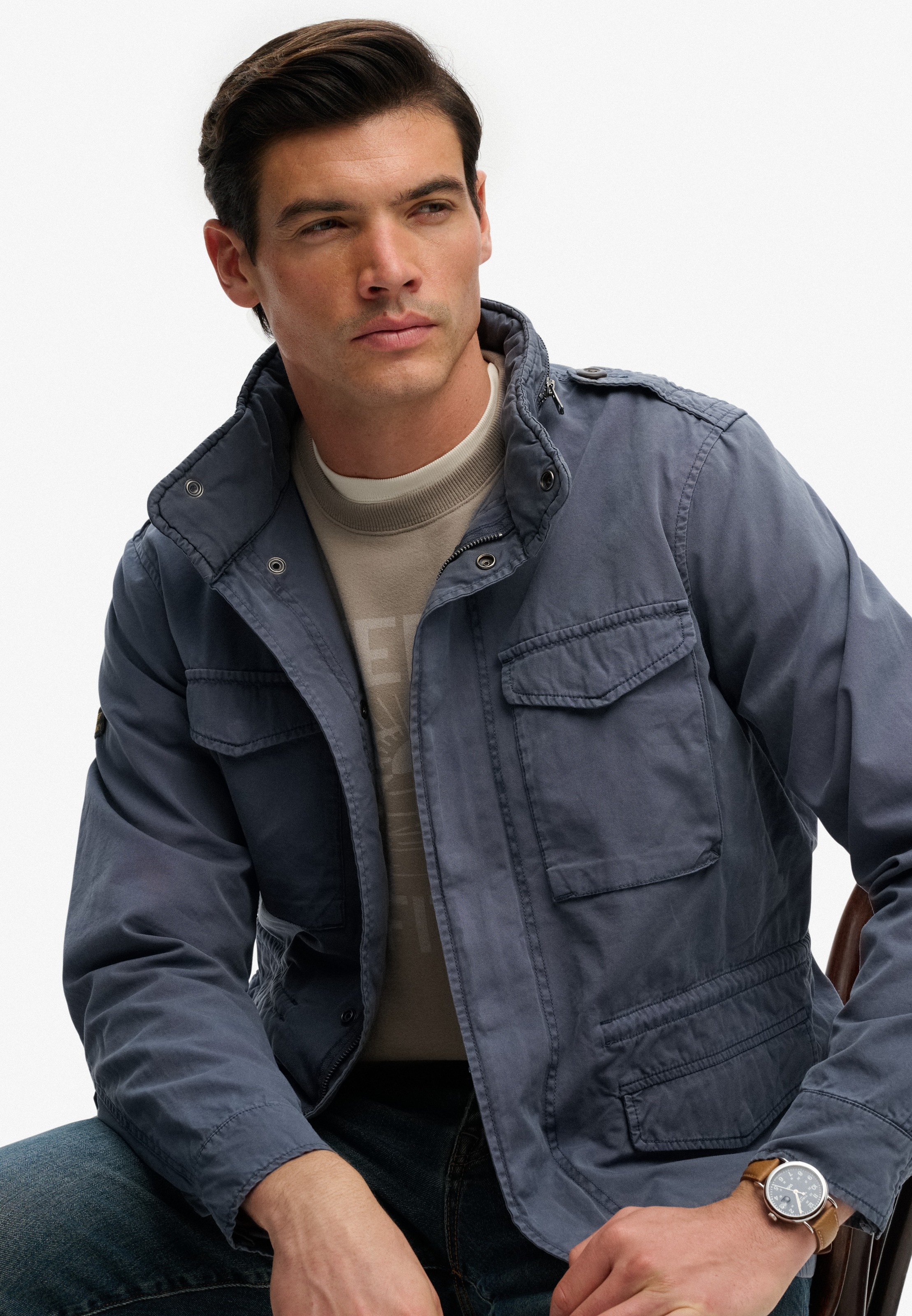 Superdry Parka »COTTON M65 JACKET« ohne Kapuze mit Markenlabel, aus Baumwolle, Regular Fit, in normaler Länge