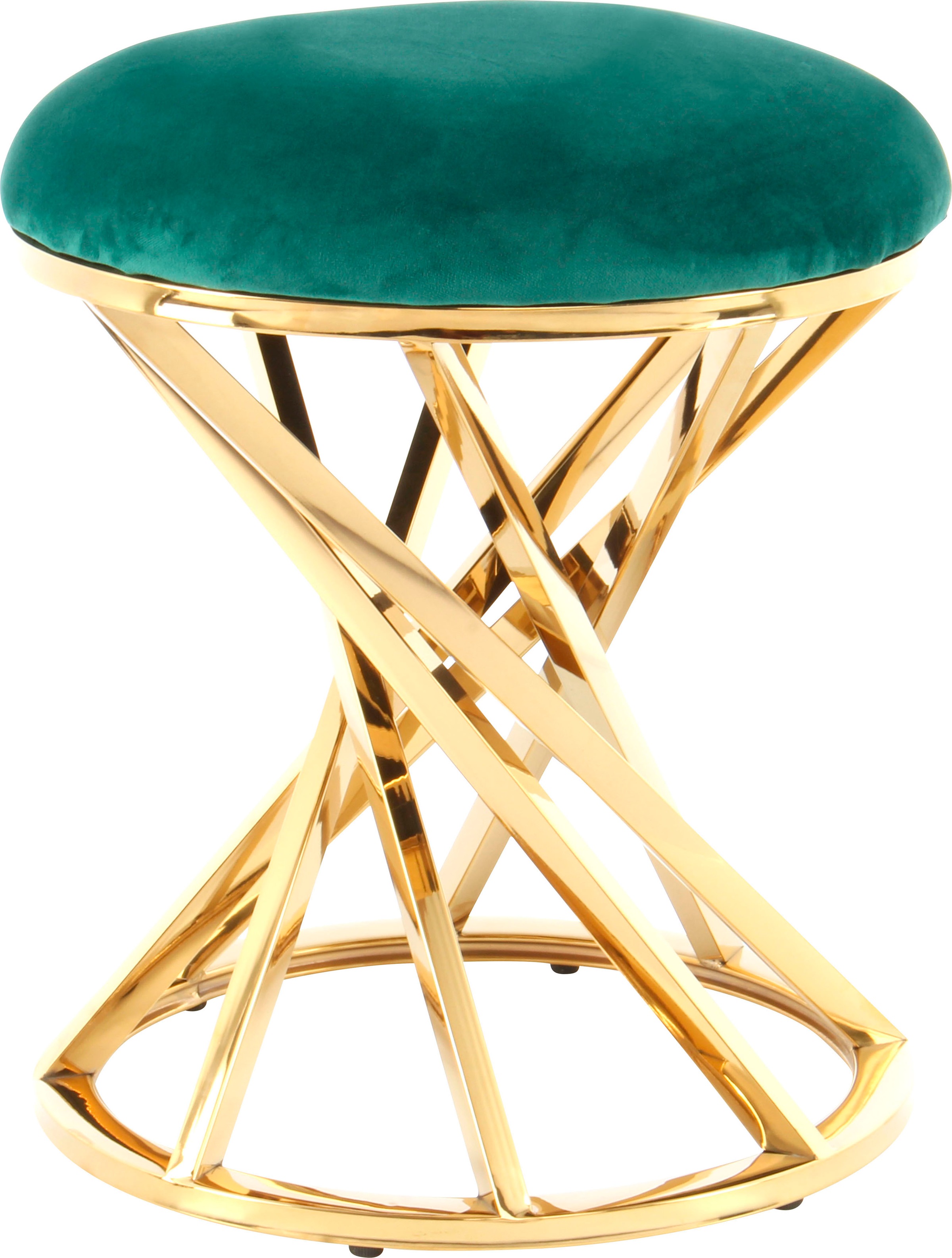 Kayoom Sitzhocker »Hocker Wesley 325,Sitzpouf in elegantem Design, Gestell aus Metall«, (1 St.), glamourös, hochwertig, mit weichem Sitzkissen und Stoffbezug