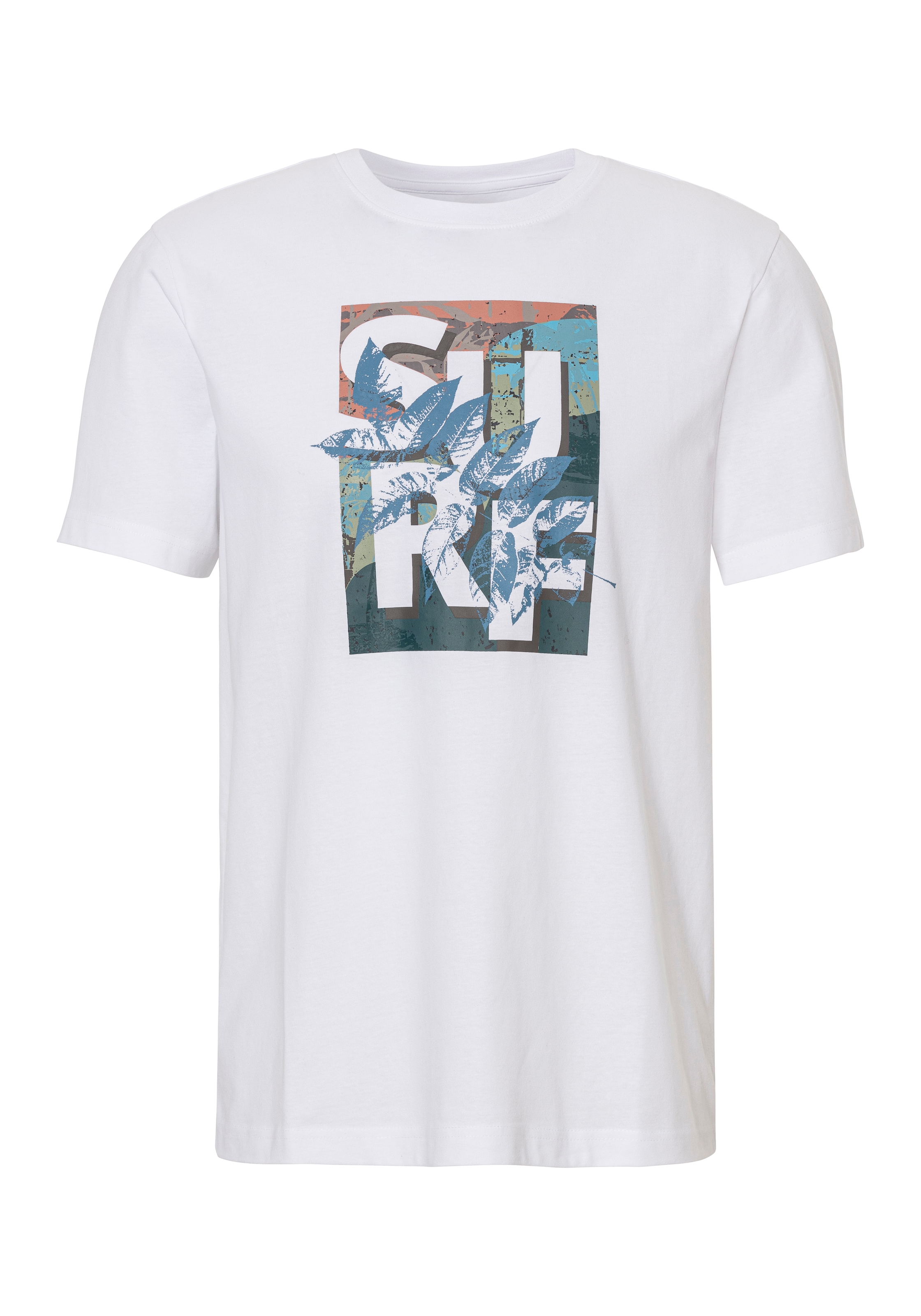 John Devin T-Shirt, Rundhalsshirt mit Surf -Aufdruck aus reiner Baumwolle