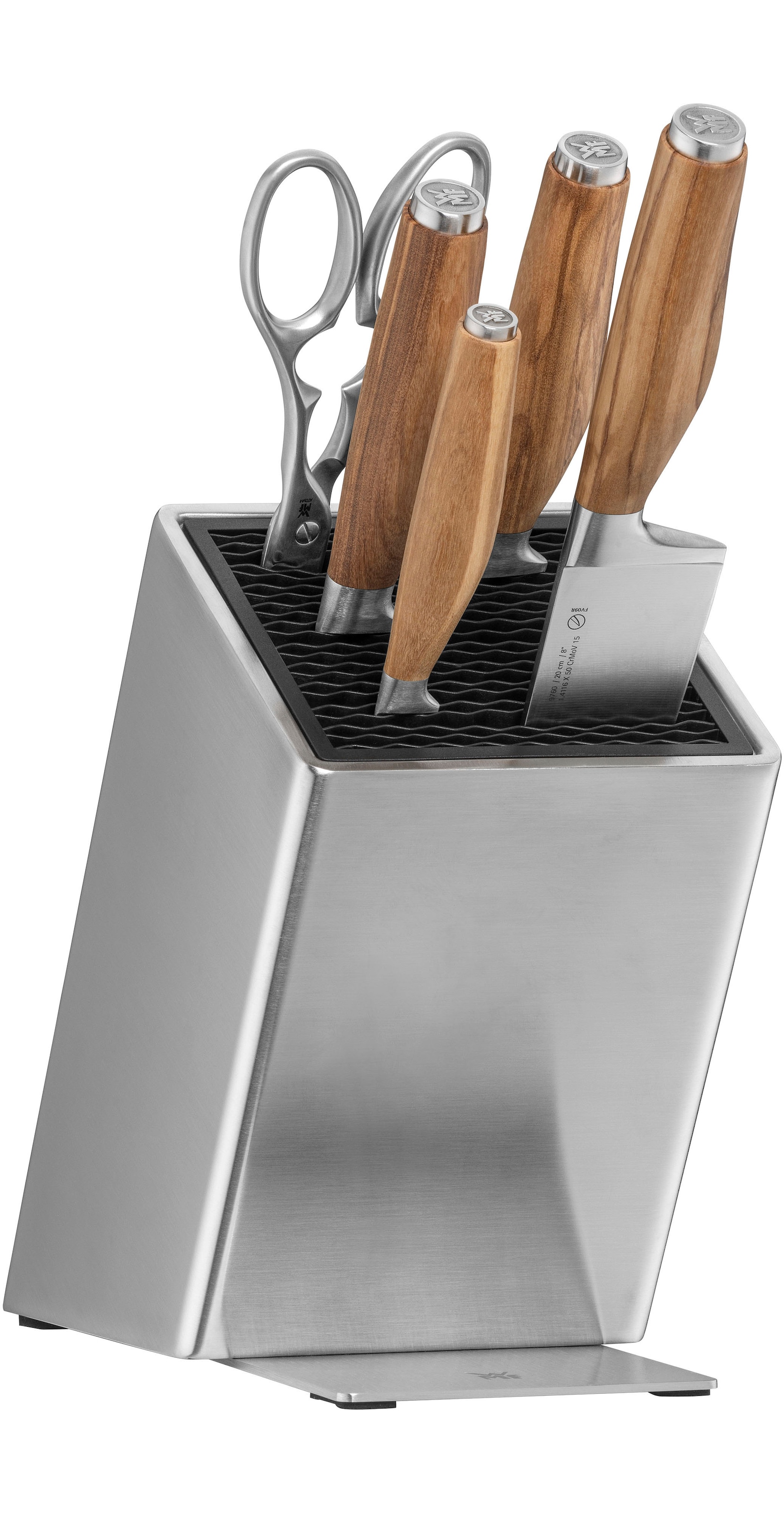 WMF Messerblock »Grand Wood«, 6 tlg., 6-teilig, Olivenholzgriffe, Spezialklingenstahl, perfekt ausbalanciert