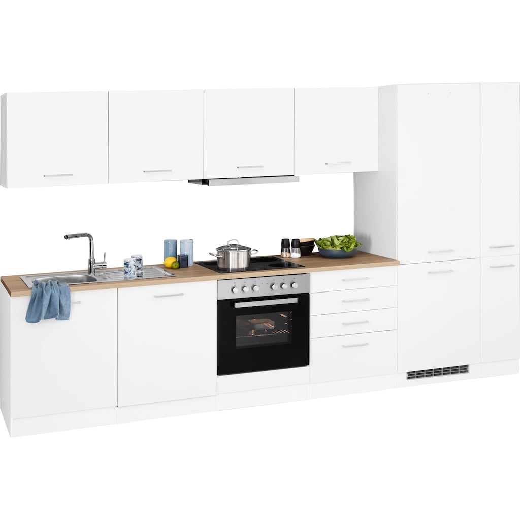 HELD MÖBEL Küchenzeile »Visby«, mit E-Geräten, Breite 330 cm, inkl. Kühl/Gefrierkombination