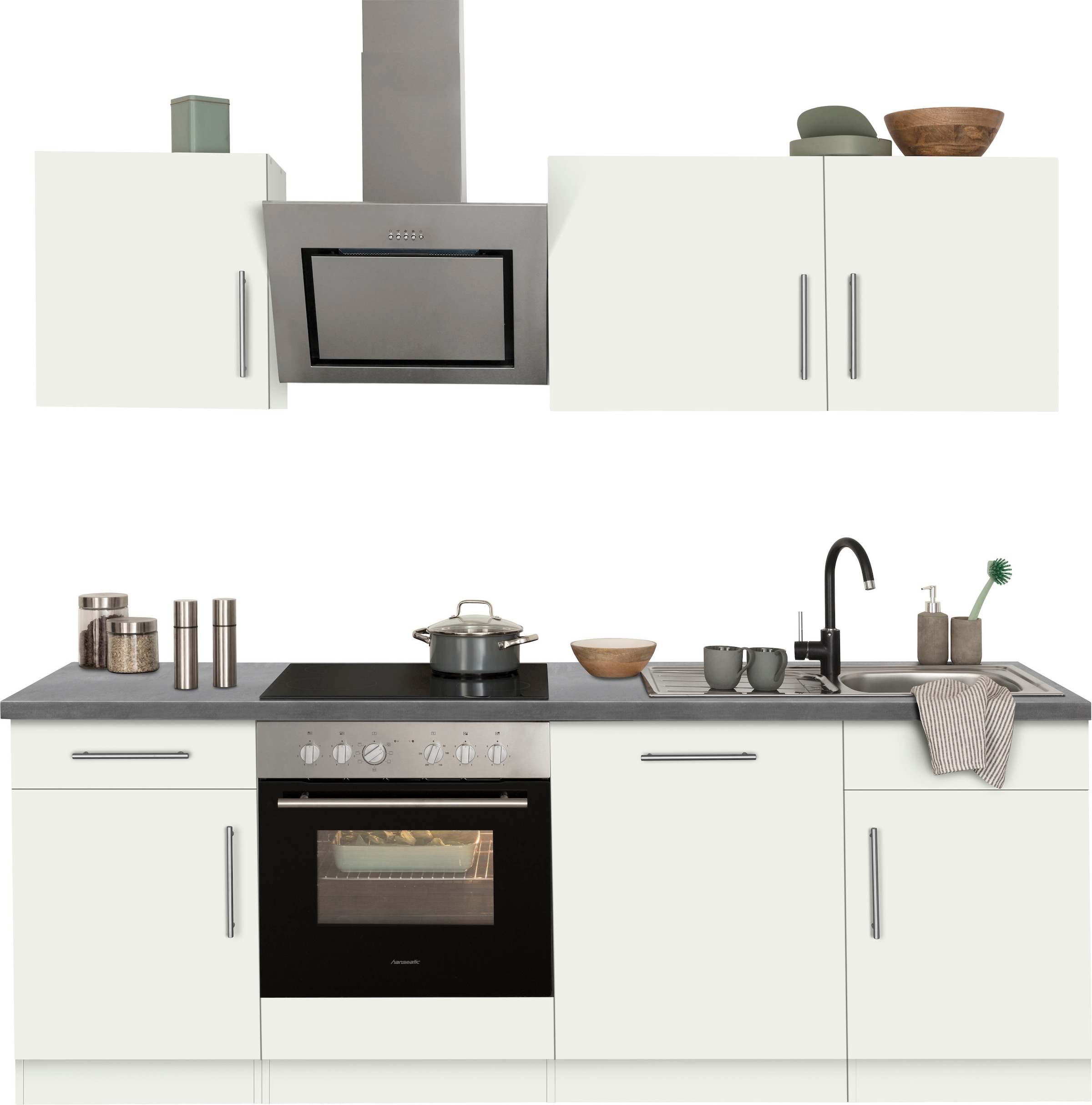 wiho Küchen Küchenzeile »Cali«, mit E-Geräten, Breite 220 cm mit Hanseatic  E-Geräten auf Rechnung kaufen