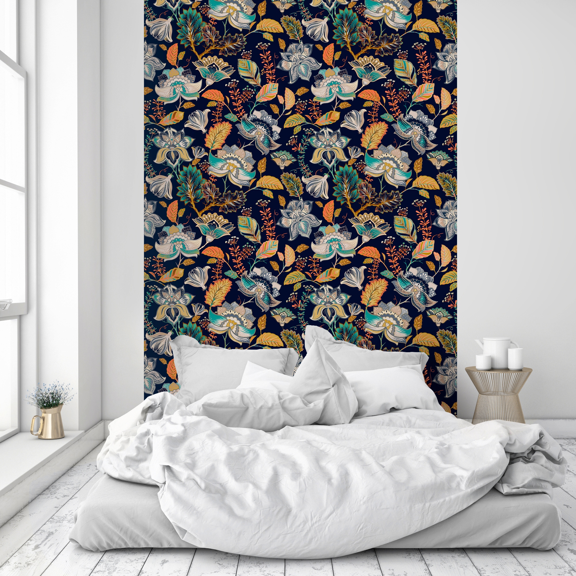 queence Vinyltapete »Alexis«, bedruckt-Motiv-botanisch-floral-gemustert-natürlich, 90x250cm, selbstklebend, kinderleichte Anbringung, Sticker