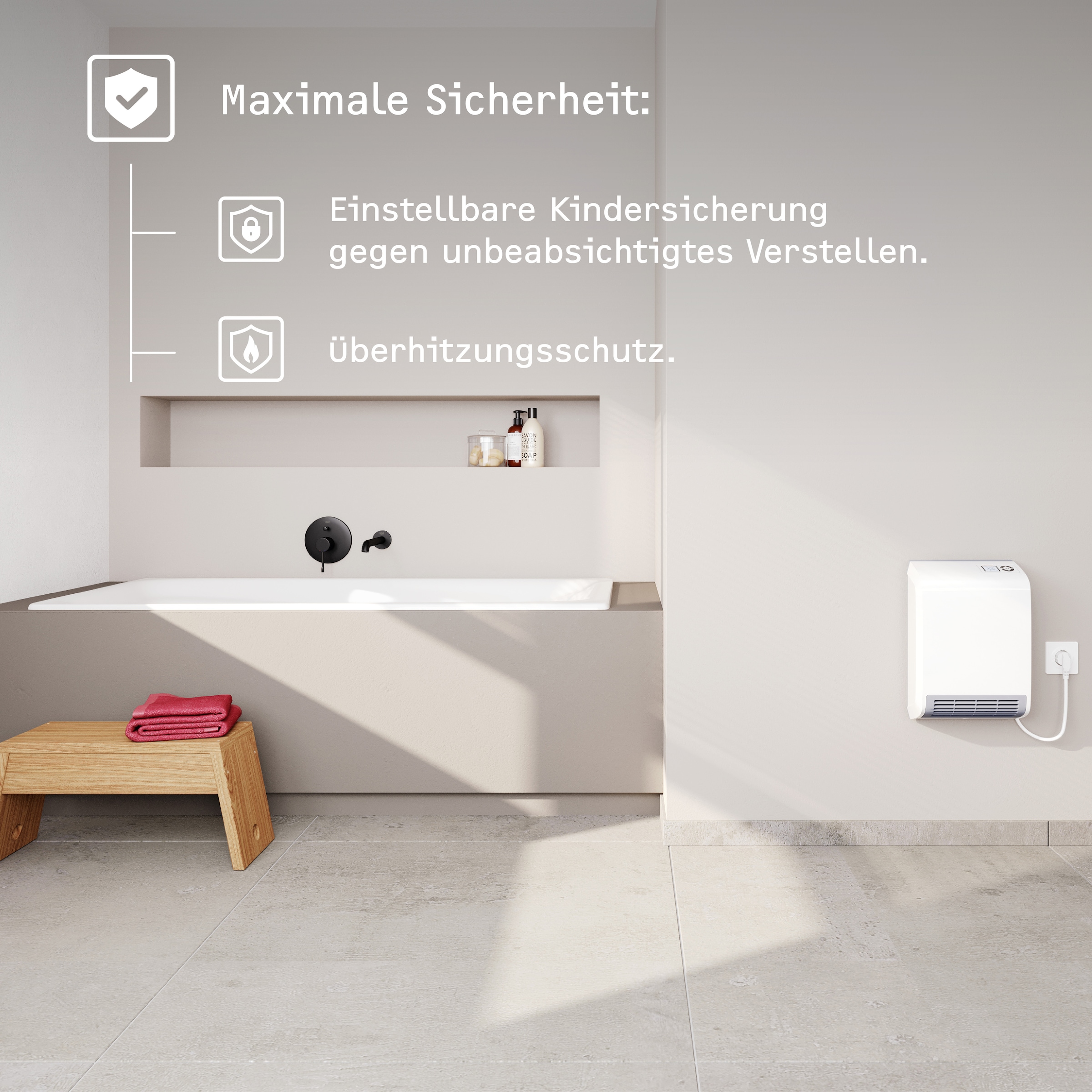 STIEBEL ELTRON Badschnellheizer »CK 20 trend LCD, Keramik Heizlüfter energiesparend, 2 kW«, LCD, für ca. 25 m², Made in Germany, Wochentimer