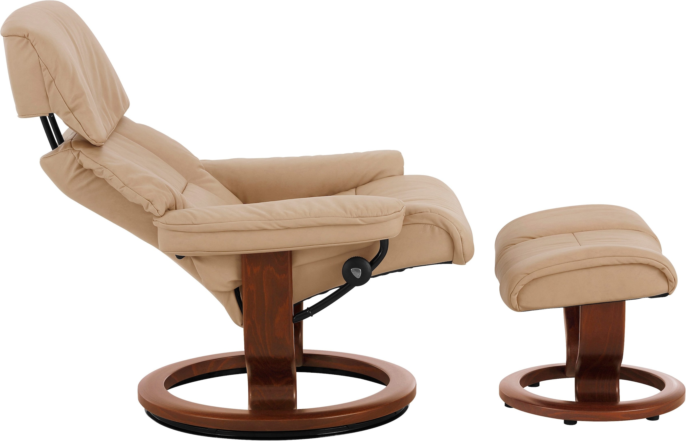 Stressless® Relaxsessel »Ruby«, (Set, Relaxsessel mit Hocker), mit Classic Base, Größe M, Gestell Eiche, Wenge, Braun & Schwarz