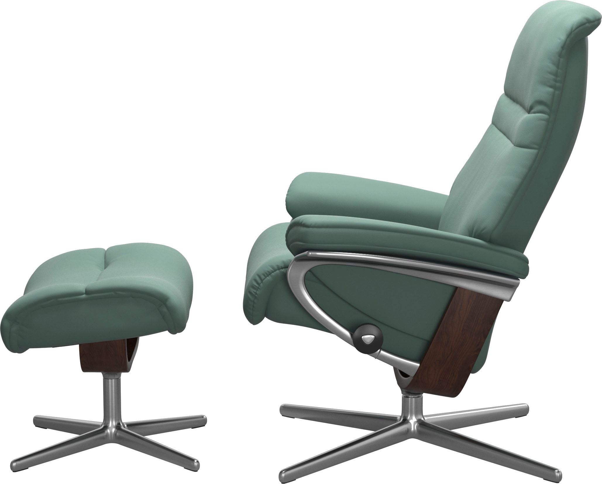 Stressless® Relaxsessel »Sunrise«, (Set, Relaxsessel mit Hocker), mit Hocker, mit Cross Base, Größe S, M & L, Holzakzent Braun