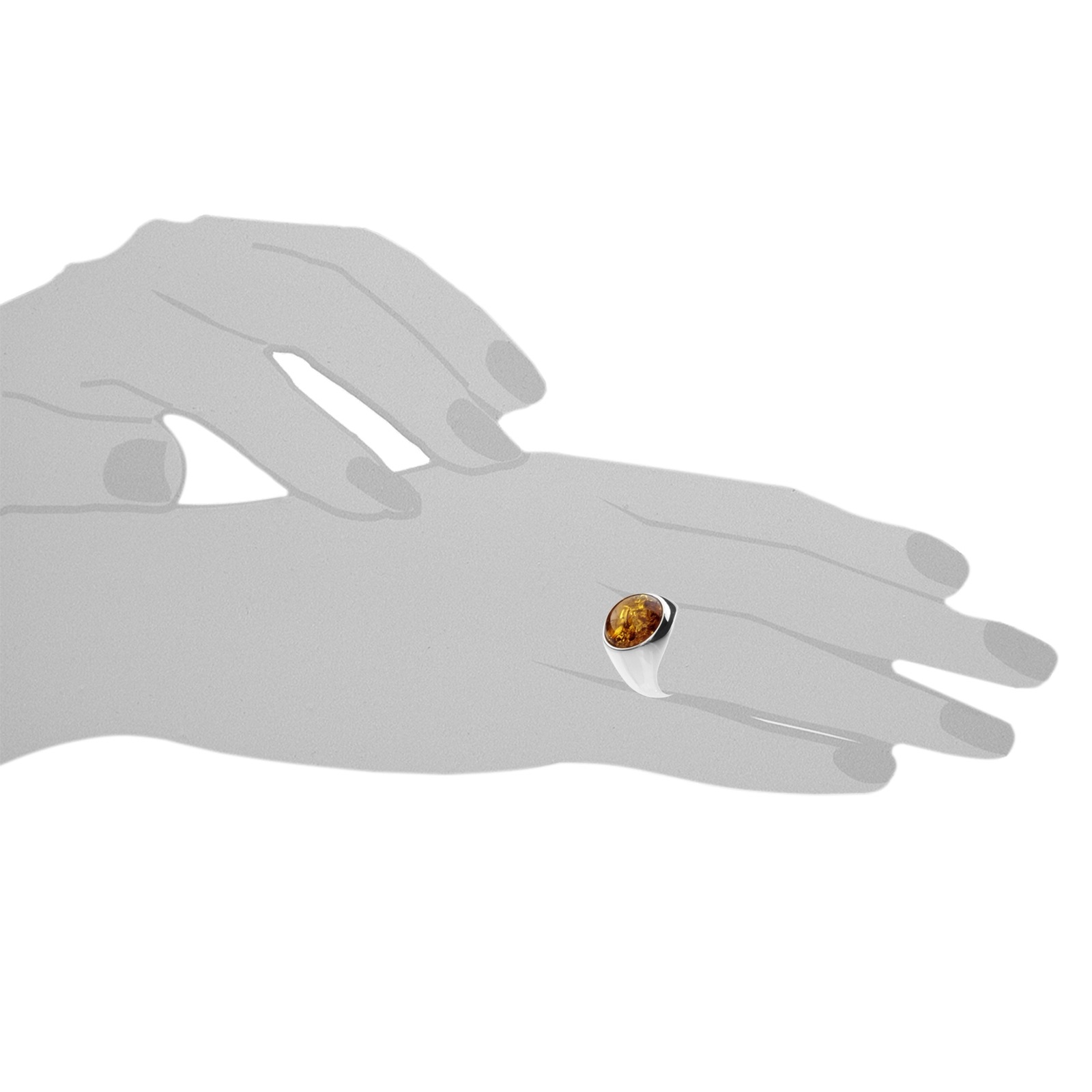 OSTSEE-SCHMUCK Fingerring »- Classic 14 mm - Silber 925/000 - Bernstein«