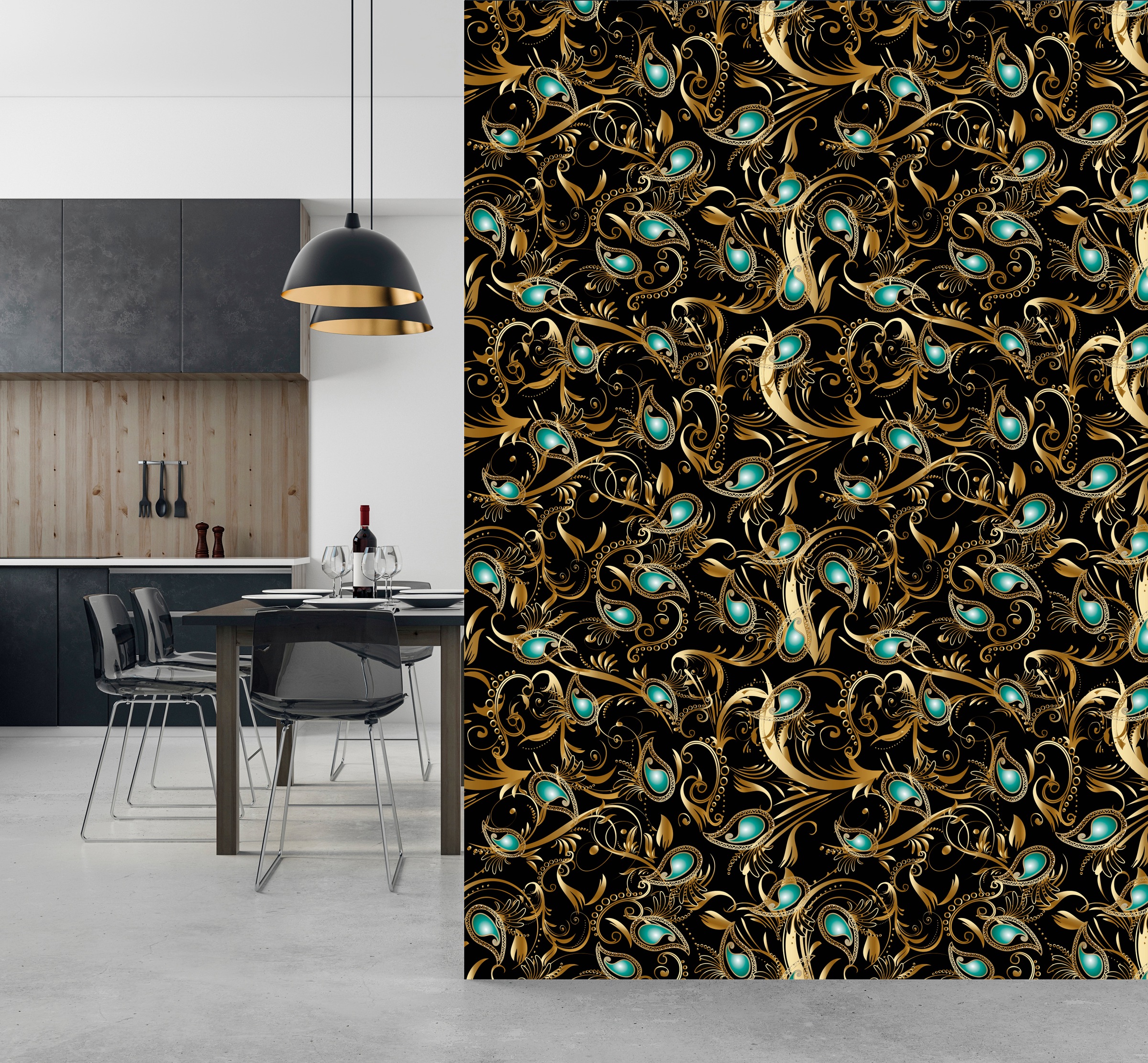 queence Vinyltapete »Nisa« Farbverlauf | abstrakt | bedruckt | gemustert glatt 90x250cm, selbstklebend, kinderleichte Anbringung, , Sticker