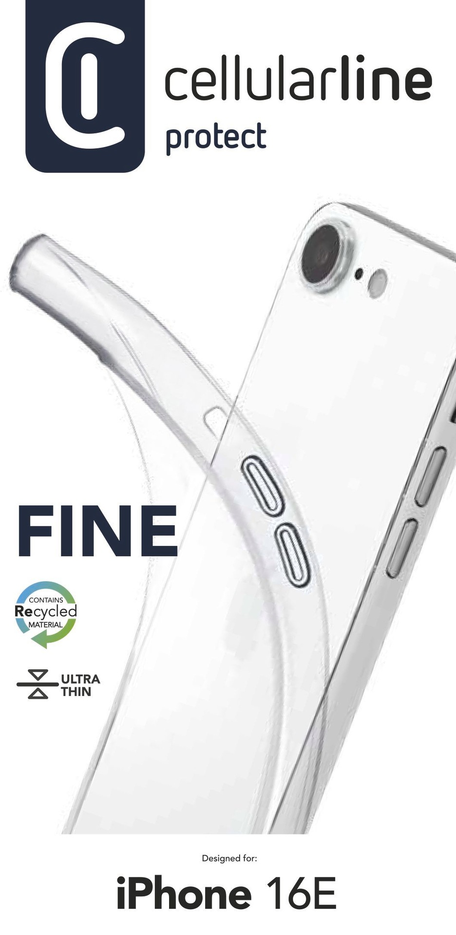 Cellularline Handyhülle »Fine Case für Apple iPhone 16e«, Apple iPhone 16e, Backcover, Schutzhülle, Handyschutzhülle, Case, Schutzcase, stoßfest