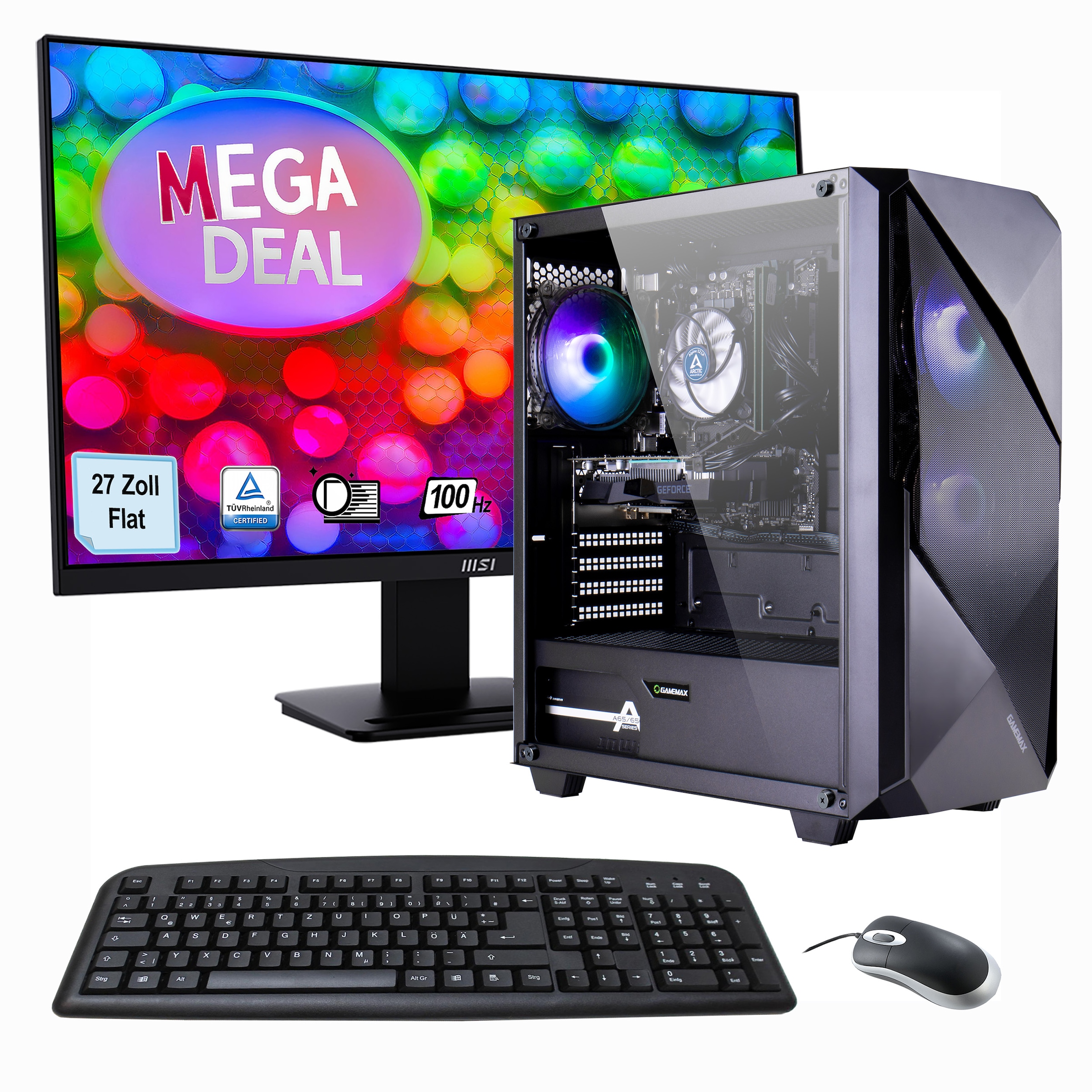 PC-Komplettsystem »MegaDeal Gaming-PC-Set Striker«, Windows 11 + MSI PRO MP273ADE...