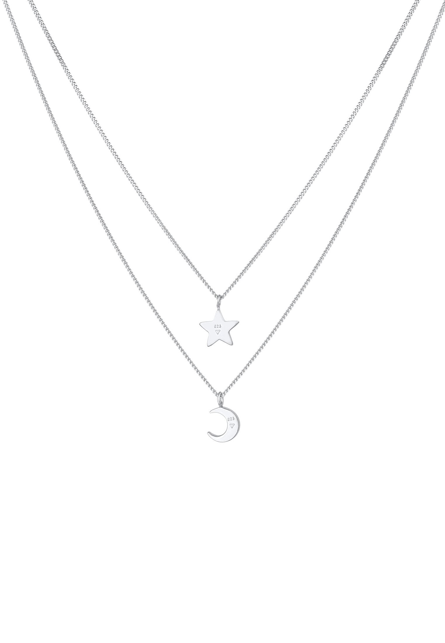 Elli Silberkette »Halskette Mädchen Layerkette Sternenhimmel 925 Silber«