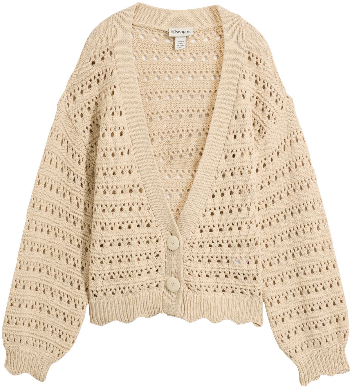 bonprix Ajourstrickjacke Oversize-Passform, mit Lochstrickmuster, im Casual Stil