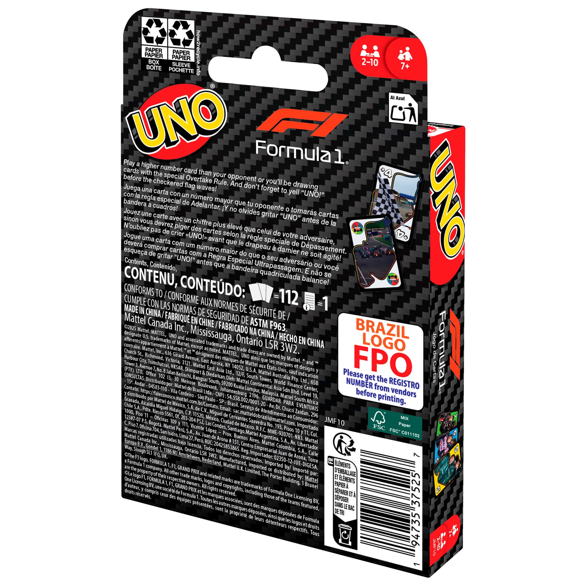 Mattel games Spiel »UNO Formel 1«