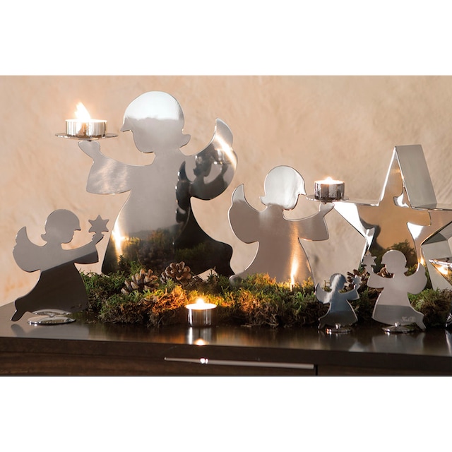 Fink Kerzenhalter »HOLYWORKER, Teelichthalter aus Edelstahl«, (1 St.), Deko- Engel, Weihnachtsdeko, Höhe ca. 15 cm, Engelfigur, Dekofigur auf Rechnung  bestellen