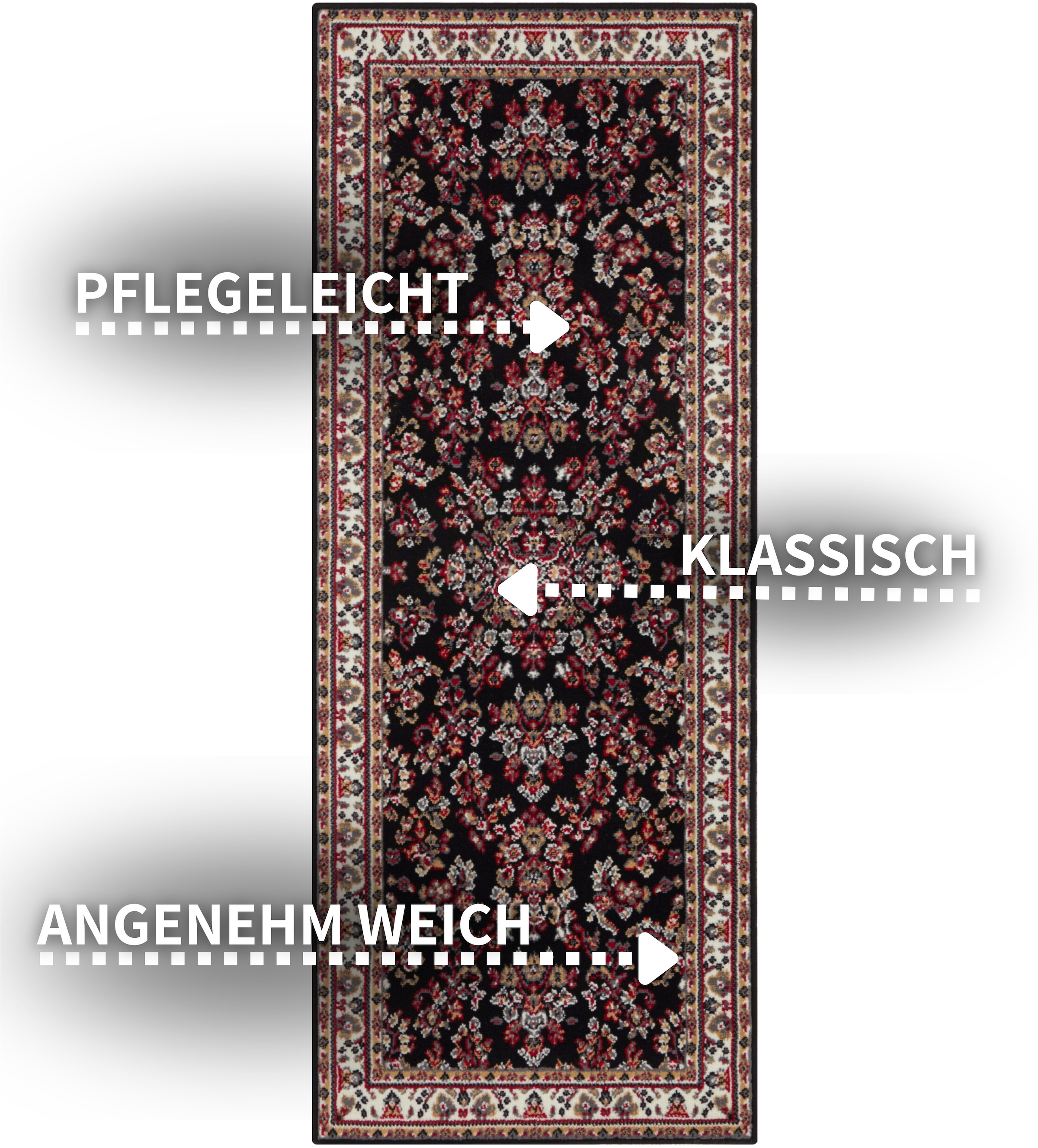 HANSE Home Teppich »Halton«, rechteckig, 8 mm Höhe, Kurzflor, Orient-Optik, mit Bordüre, Läufer, pflegeleicht, gekettelt