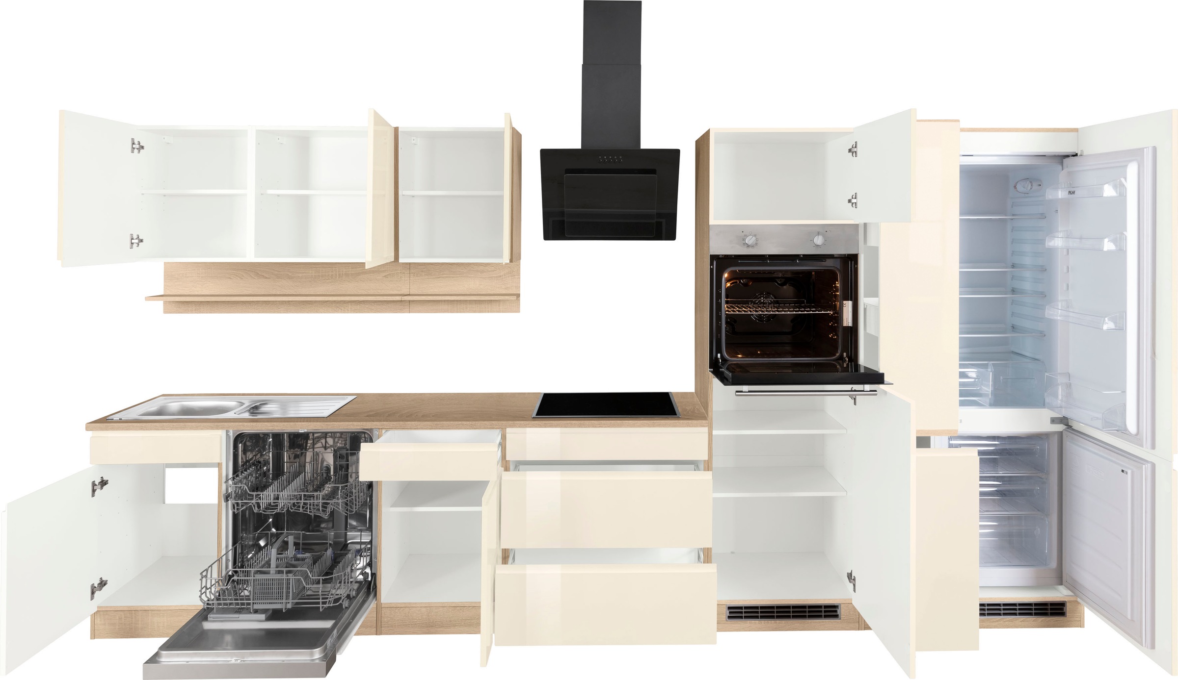 KOCHSTATION Küchenzeile »KS-Virginia« Breite 390 cm, ohne E-Geräte