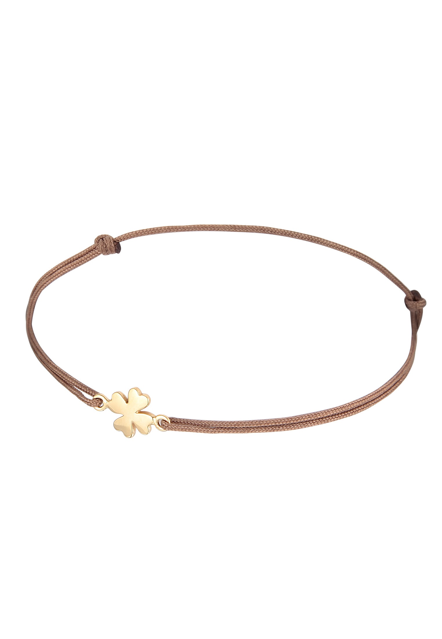 Elli Armkette »Armband Kleeblatt Textilarmband 925 Silber vergoldet«