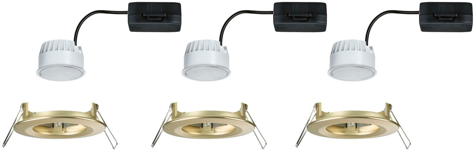 Paulmann LED Einbauleuchte »LED Einbauleuchte Nova Coin IP44 rund 78mm Coin Gold matt« LED-Modul 3 Stk. Warmweiß