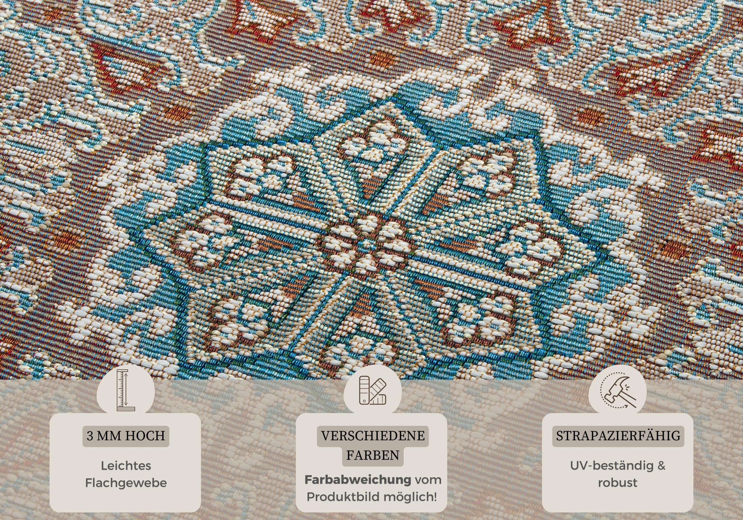 HANSE Home Teppich »Kadi«, rechteckig, 3 mm Höhe, In-& Outdoor, Teppich, Wetterfest, Balkon, Garten, Wohnzimmer, Orient