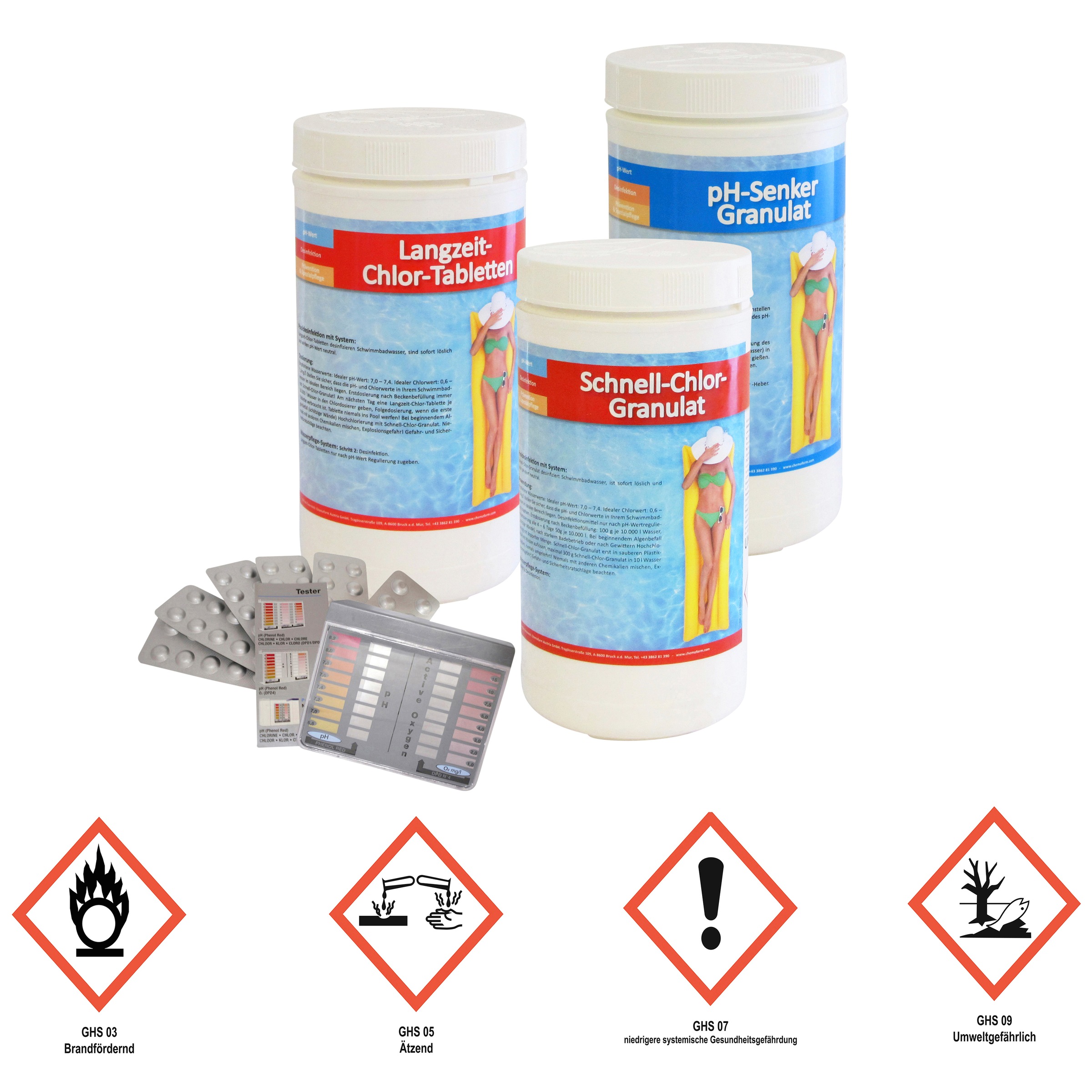 KWAD Rundpool »White Timber inkl. Sicherheitsleiter und umfangreichem Zubehör«, (Set, 10 tlg.), 10-tlg., Höhe: 1,32m, inkl. Wasserpflege-Set