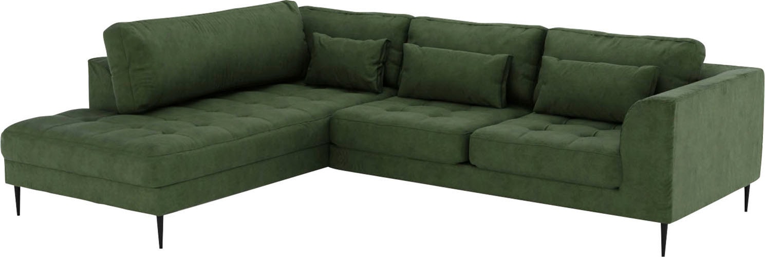 TRENDMANUFAKTUR Ecksofa »Luzi, wahlweise mit Schlaffunktion und Bettkasten, gemütlich, L-Form«, Designsofa mit Ottomane, Metallfüße schwarz, Breite 264 cm