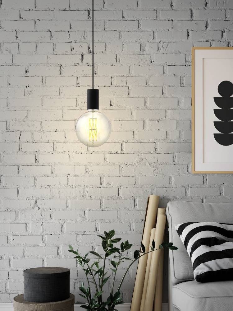 EGLO Hängeleuchte »POZUETA Schnurpendel, Pendelllampe, schwarz, Stahl, Esstischlampe, E27«, 1 flammig, Leuchtmittel E27 | ohne Leuchtmittel, Hängelampe, Wohnzimmerlampe, Vintage, Industrial, modern, 110x12,5cm