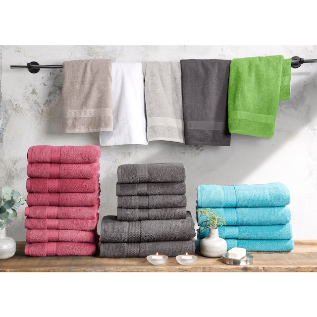 my home Badetücher »Juna«, (4 St.), im Set und als Serie, Badehandtücher in  Uni-Farben, 100% Baumwolle bei