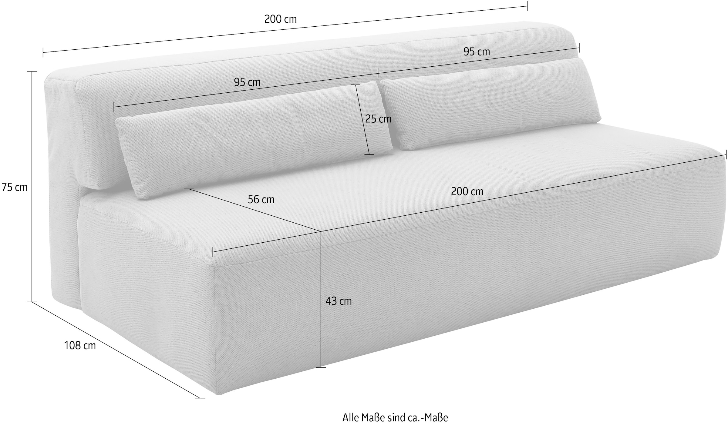 INOSIGN Schlafsofa »Donka Dauerschläfer-geeignet, belastbar bis 270 kg incl. Bettkasten,«, ohne Armlehnen, Breite 200 cm, auch in Cord, Tonnentaschen-Federkern