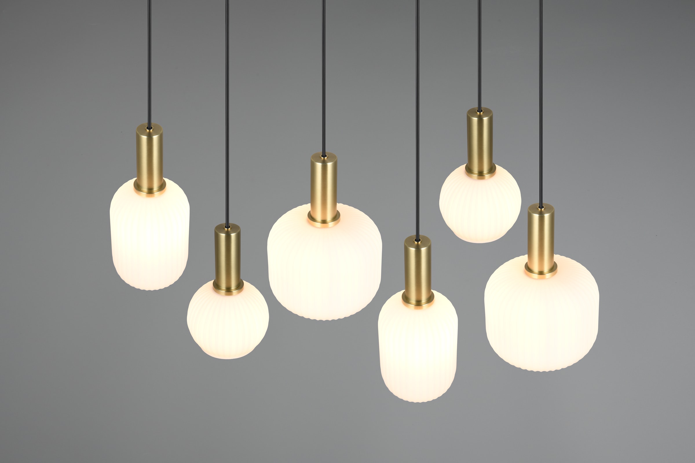 TRIO Leuchten Pendelleuchte »DIVA, E27 Hängelampe 6-flammig mit Glasschirm, exkl 6xE27 max 10W« E27 1 Stk. warmweiß - kaltweiß höhenverstellbar bis max 150cm Hängeleuchte 92x 35 cm Wohnzimmer Küche