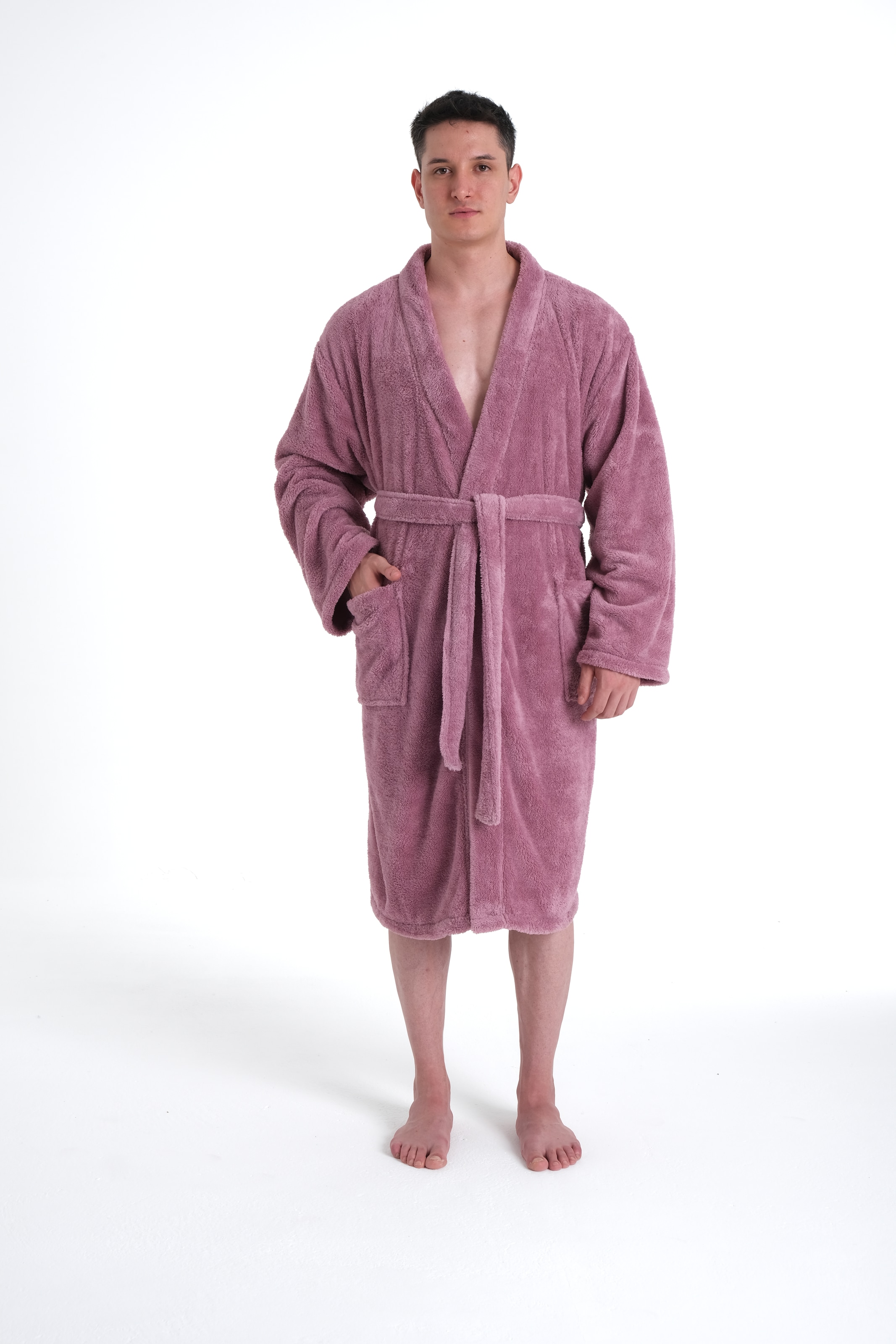 my home Unisex-Bademantel »Lillou Kimono, ideal für Sauna & Spa, Hotelbademantel, Morgenmantel«, (1 St.), kuschelig weicher Fleece, für Damen und Herren, XS-3XL