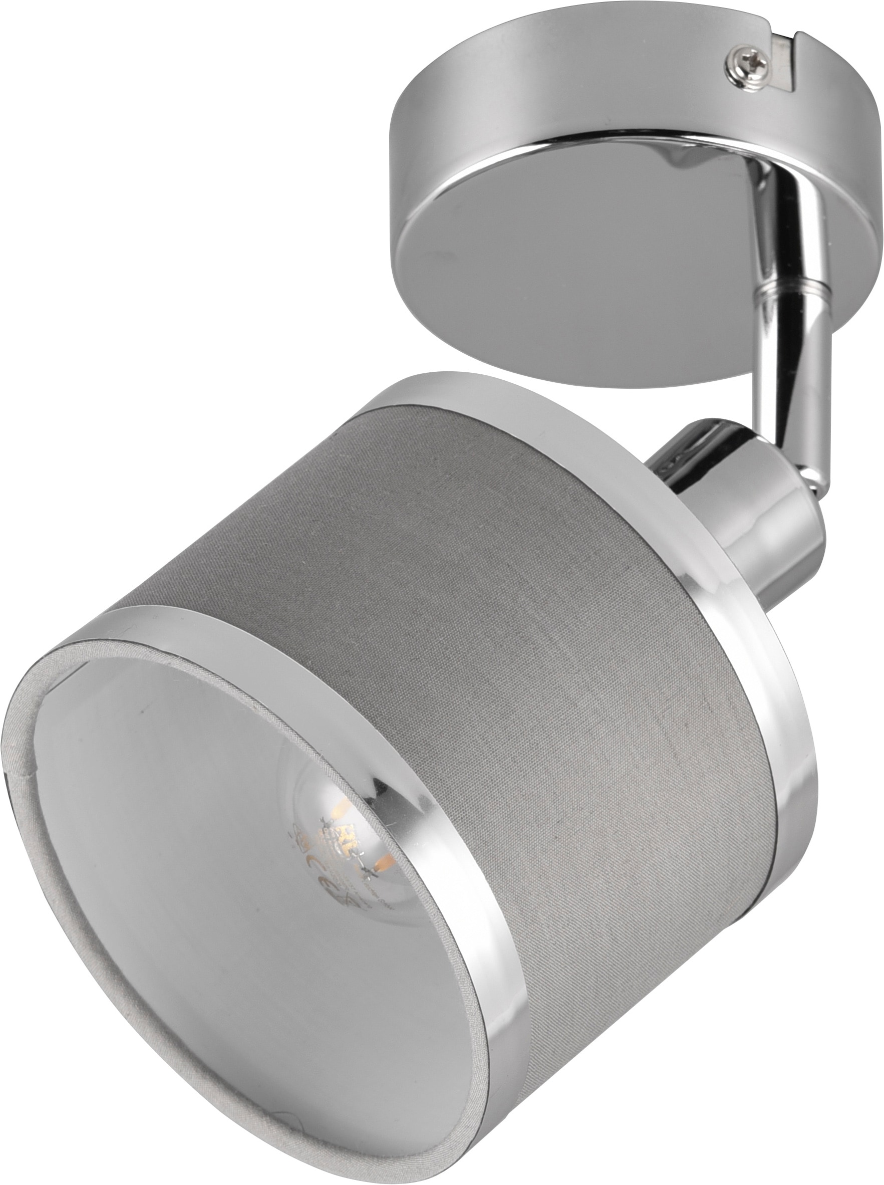 TRIO Leuchten Deckenstrahler »AROSA, Spot, Metall chrom Stoff grau, exkl. E14 max 28W« E14 1 Stk. warmweiß - kaltweiß Deckenspot, Stange mit drehbaren kippbaren schwenkbaren Spots Ø10cm