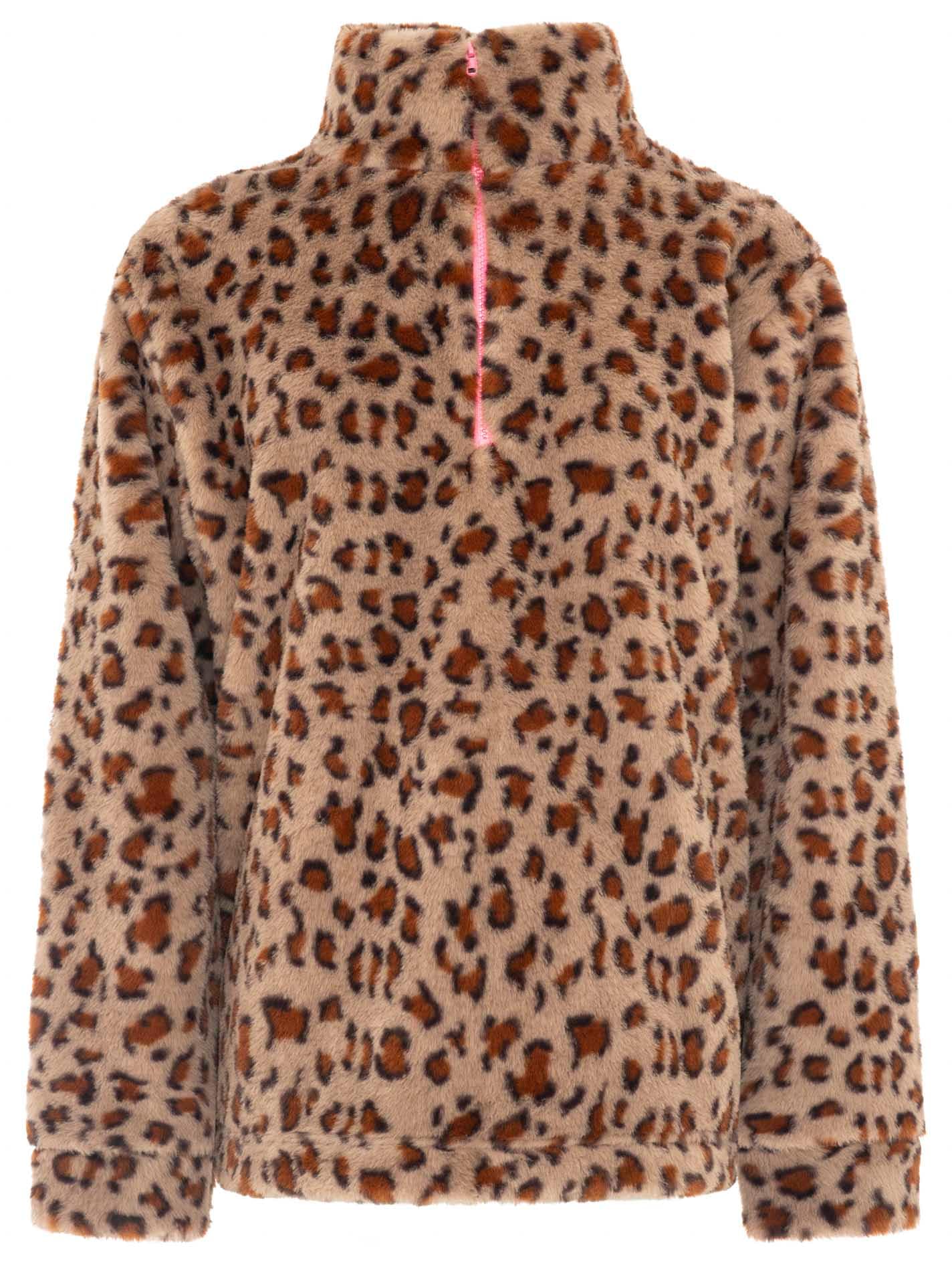 Zwillingsherz Troyer »Fake Fur Troyer Cozy Leo« mit Stehkragen, Reißverschluß, flauschiges Material, Leo-Allover