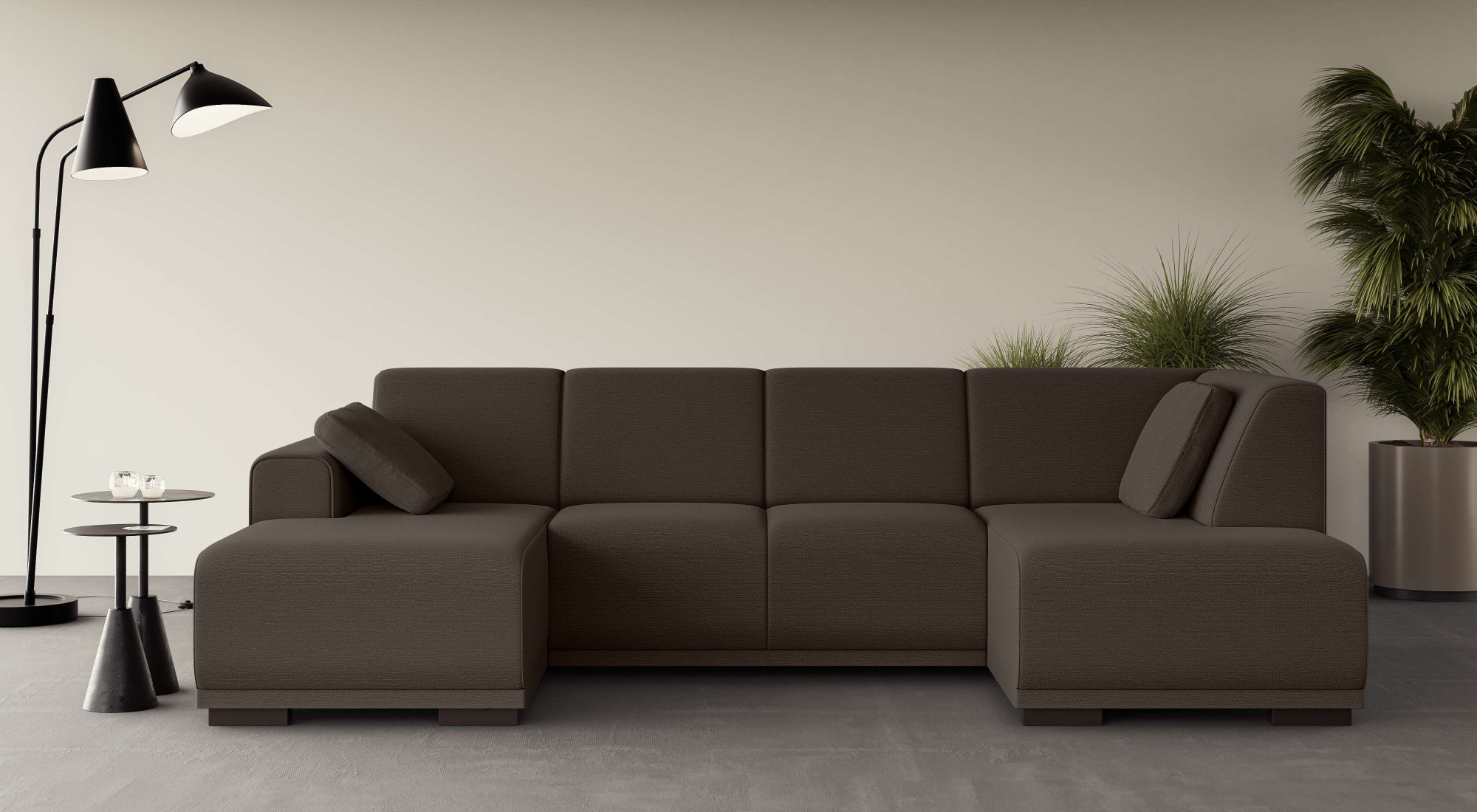 Home affaire Wohnlandschaft »BORNHOLM U-Form mit Recamiere rechts/links, B/T/H: 300/162/85 cm« U-Form mit Wellenunterfederung, Recamiere rechts oder links bestellbar