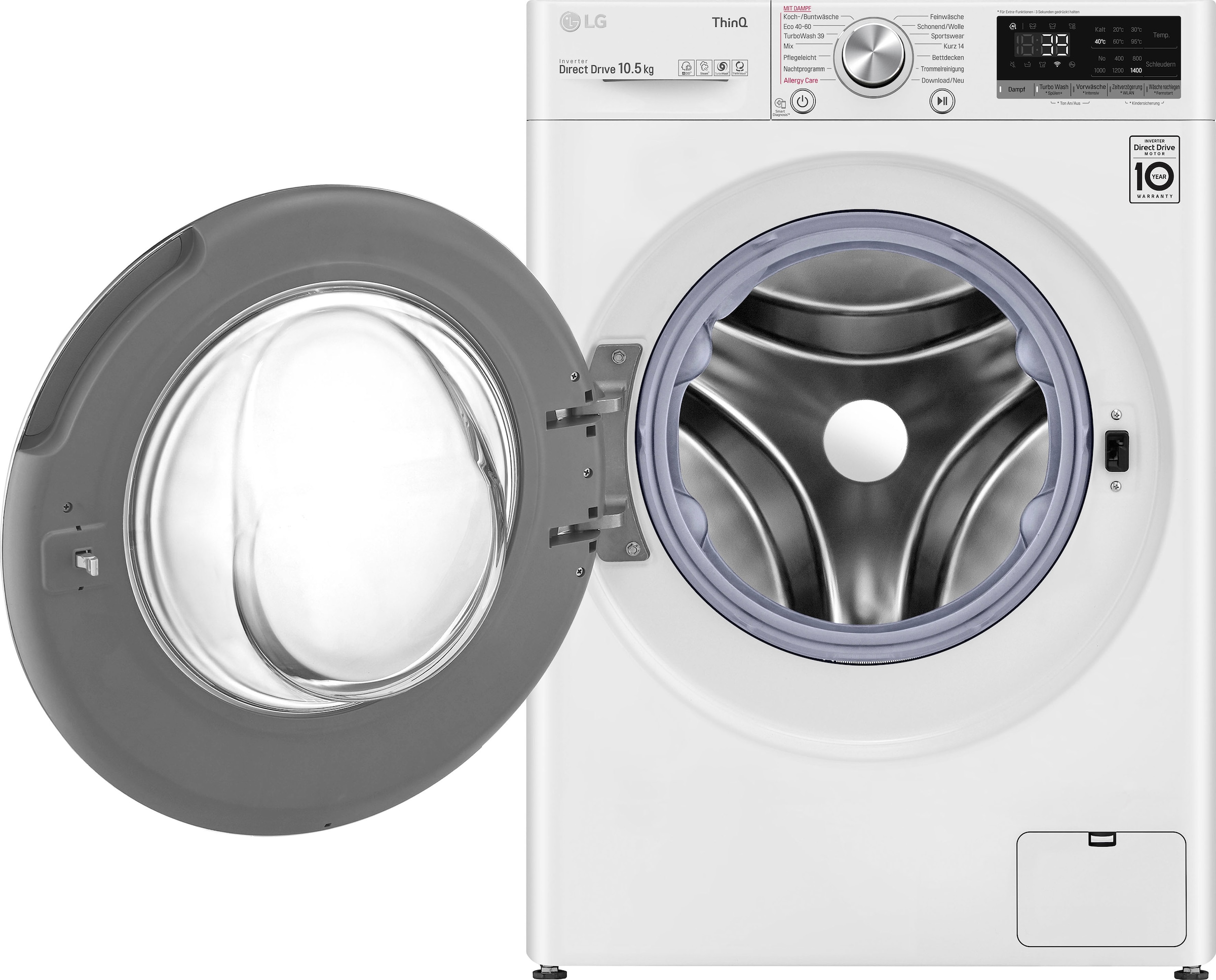 LG Waschmaschine »F4WV710P1«, Serie 7, F4WV710P1E, 10,5 kg, 1400 U/min, TurboWash® - Waschen in nur 39 Minuten