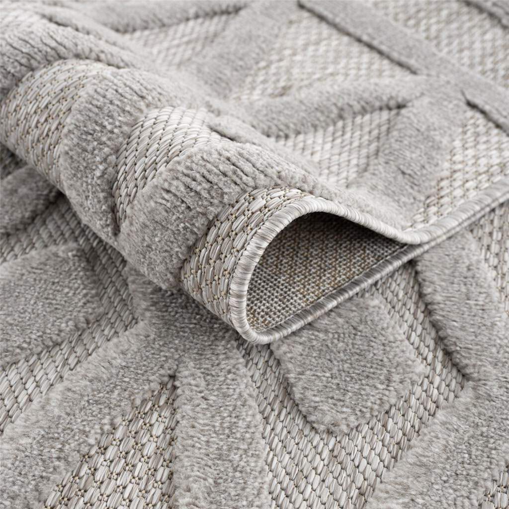 Carpet City Teppich »In-& Outdoorteppich Santorini 58538 , 3D-Effekt, Raute-Optik« rechteckig 5 mm Höhe Wetterfest & UV-beständig für Terrasse, Balkon, Küche, Flur