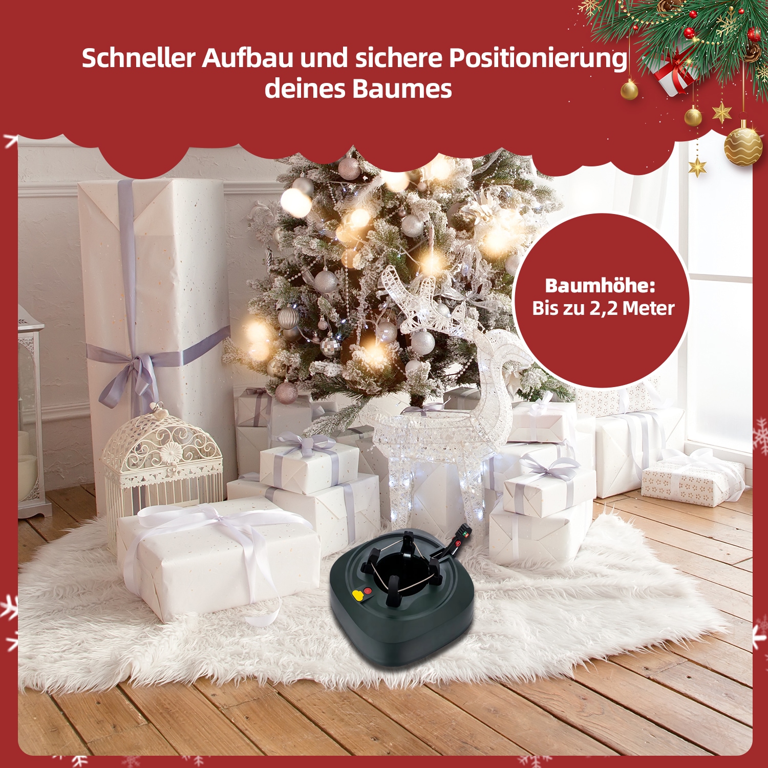 SHX Christbaumständer »Christbaumständer 3-13 cm«, Fußhebel-Funktion, Wassertank