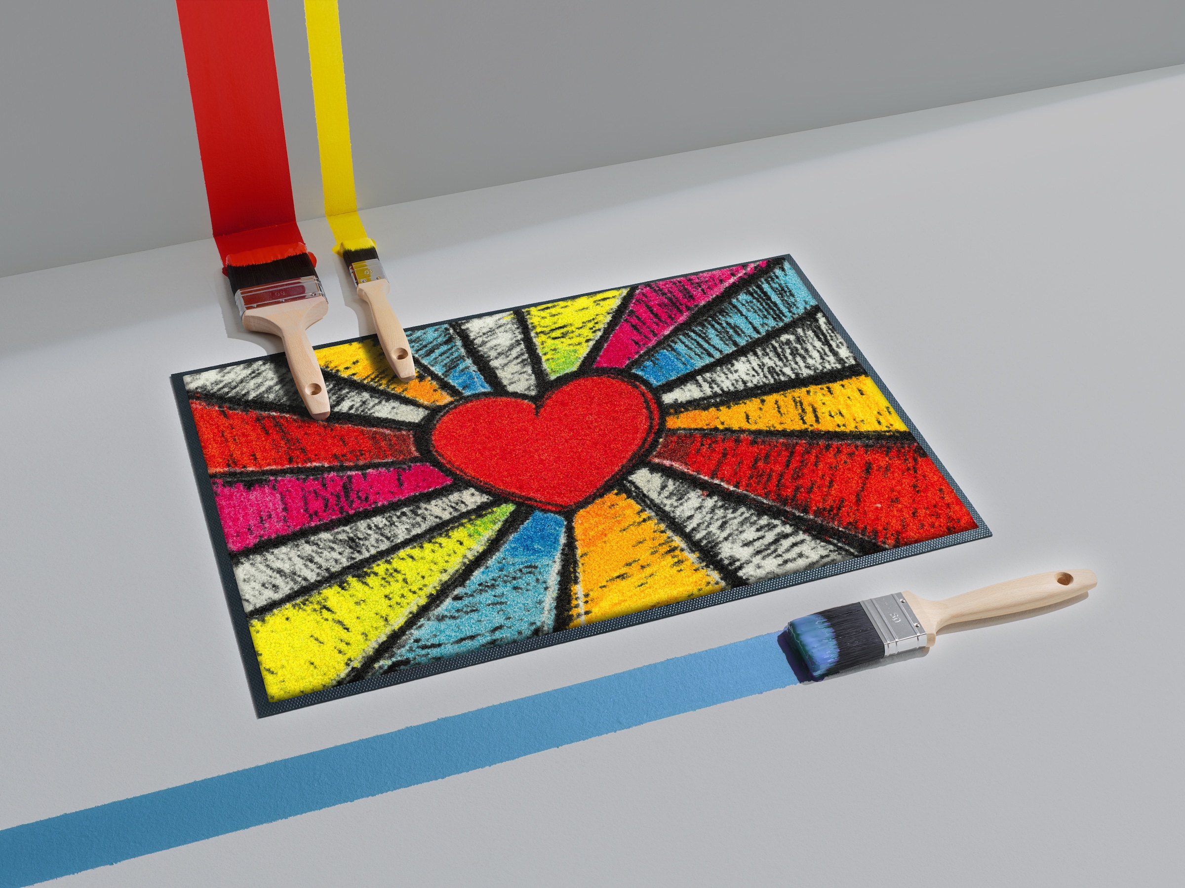 wash+dry by Kleen-Tex Fußmatte »Pop Art Heart« rechteckig 7 mm Höhe