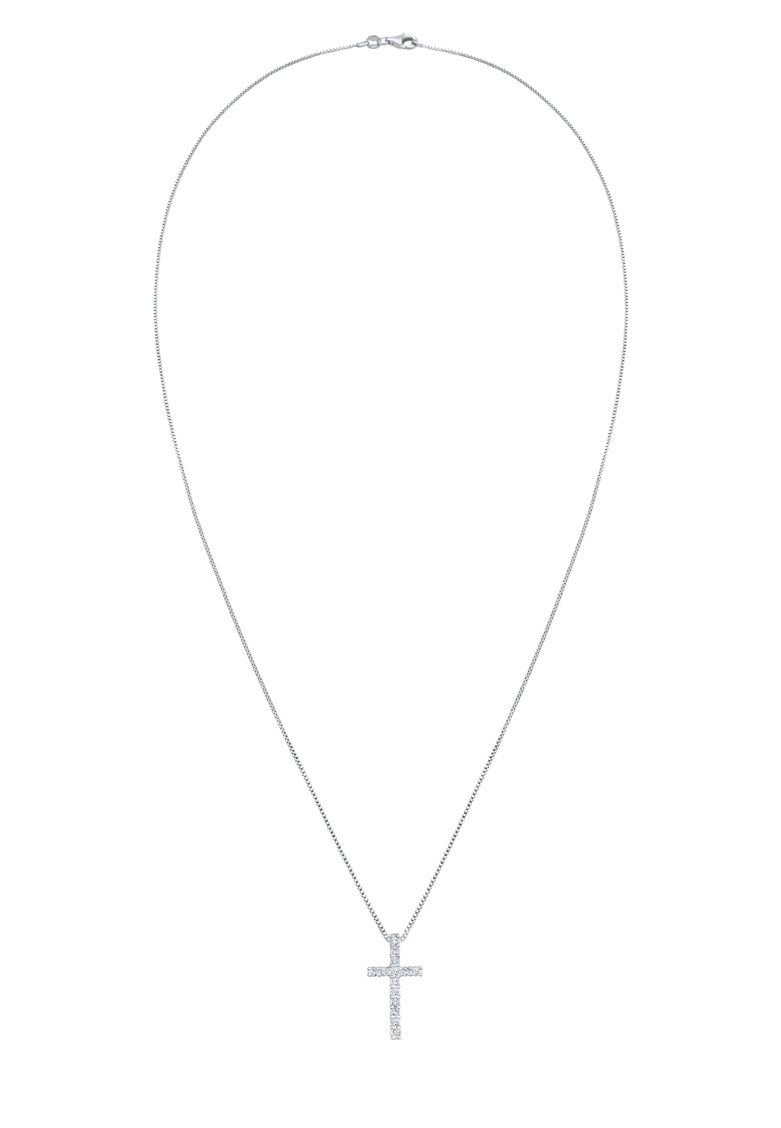 Kuzzoi Lange Kette »Halskette Kreuz Kristalle Religion 925 Silber«
