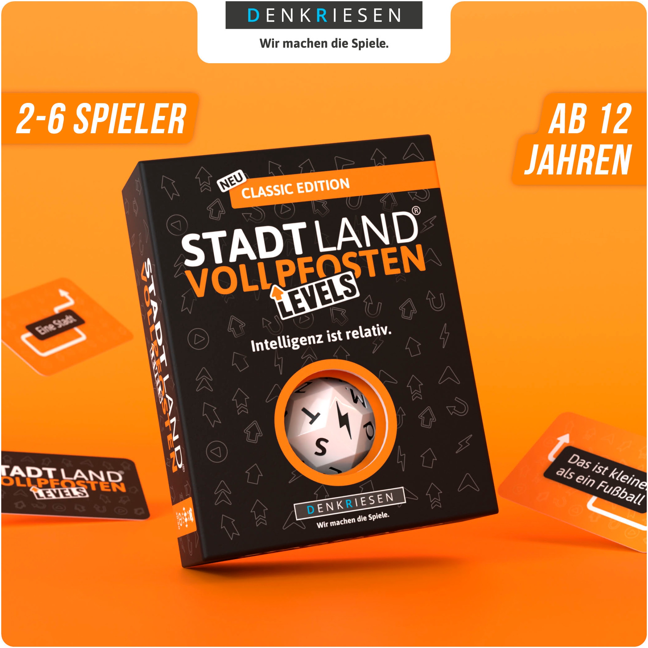Denkriesen Spiel »Stadt Land Vollpfosten® Levels - Classic Edition« "Intelligenz ist relativ."; Made in Germany