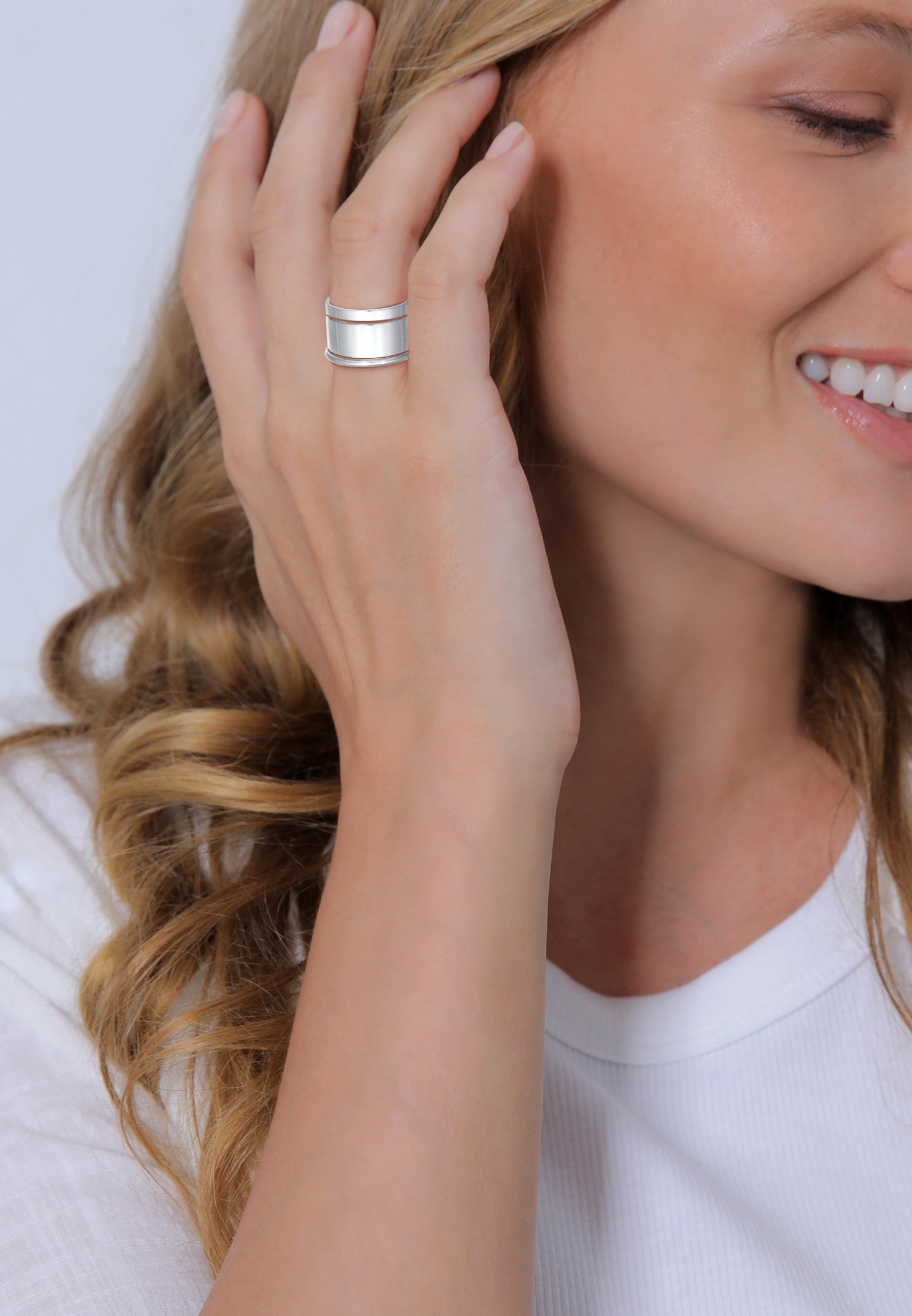 Elli Ring-Set »Ring Bandring Breit Schmal Rund 3er Set 925 Silber«
