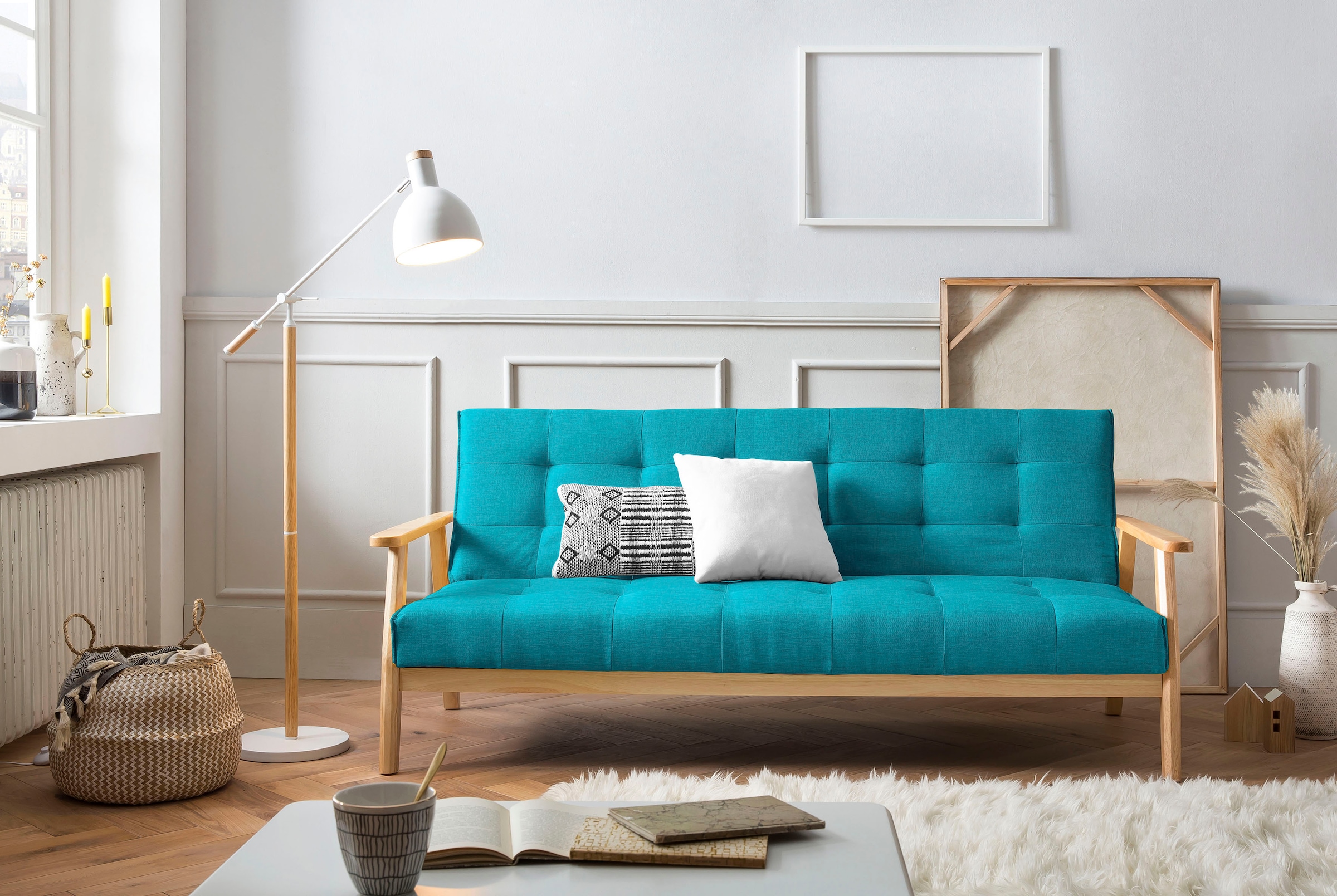 SalesFever Schlafsofa »Skagen, Sofa, 3-Sitzer«, mit Holzgestell, 60° Relax- und Schlaffunktion, Breite 190 cm